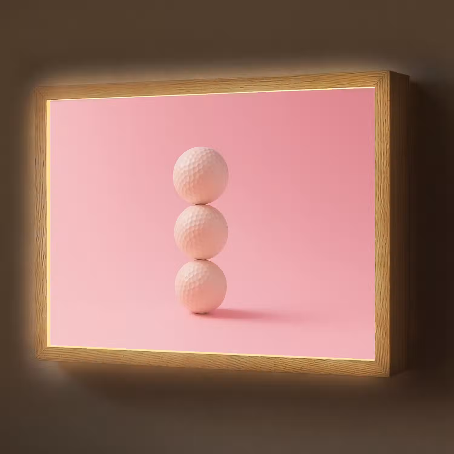 Golfballen - Roze - Drie Light Box met batterij (Wandlamp) middel -z3d_website