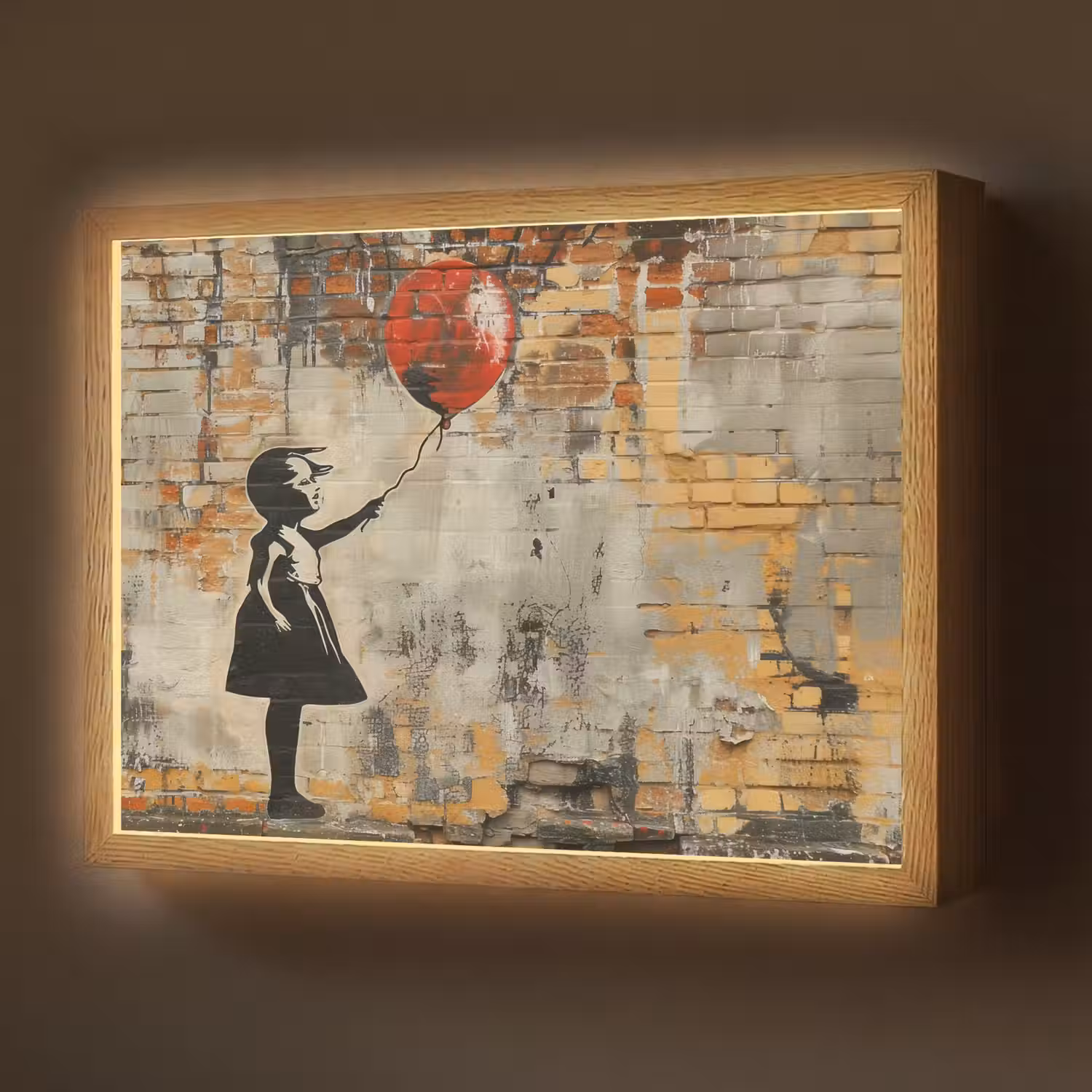 Graffiti - Banksy Style - Meisje met ballon Light Box met batterij (Wandlamp) middel -z3d_website