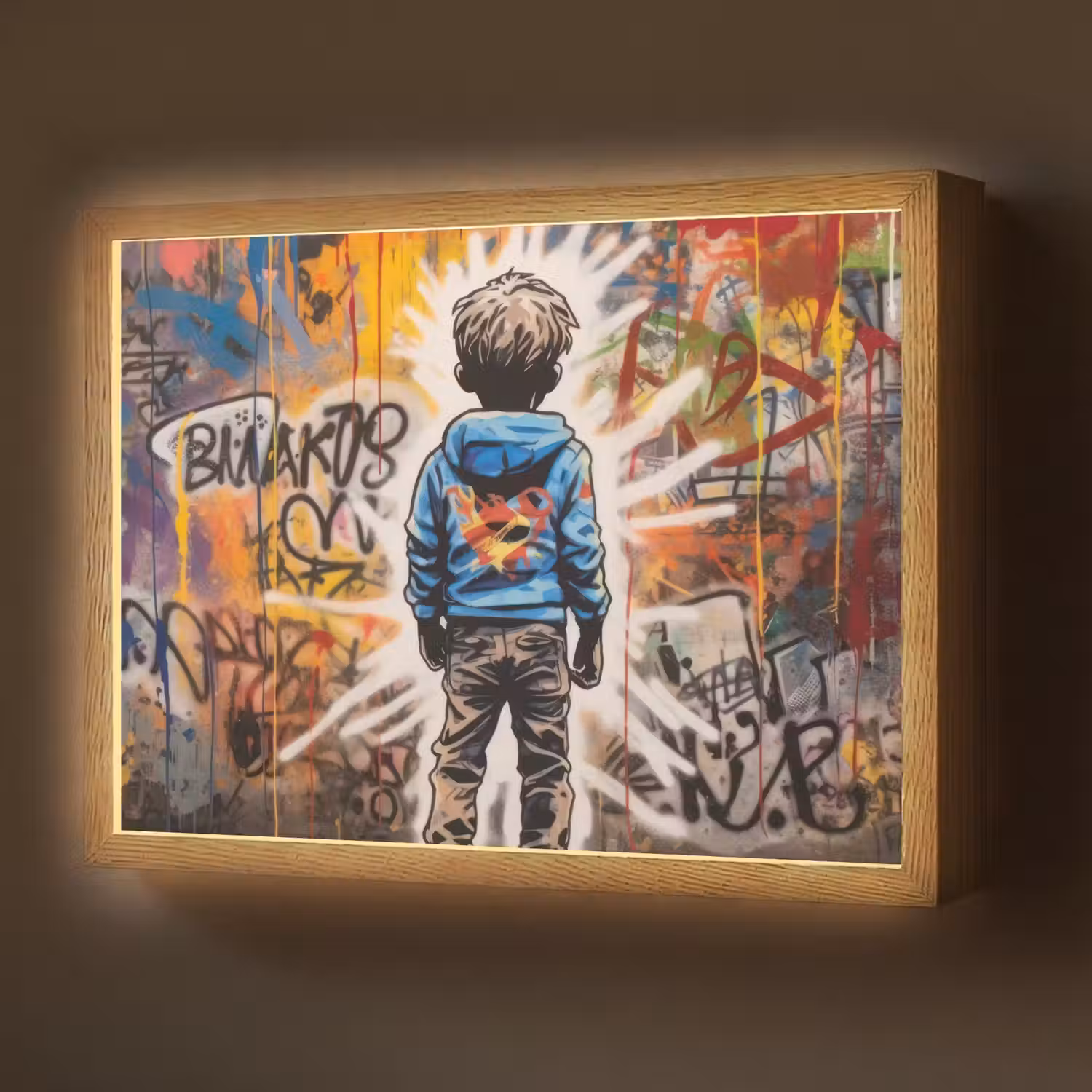 Graffiti - Jongen - Kleuren - Street Art Light Box met batterij (Wandlamp) middel -z3d_website