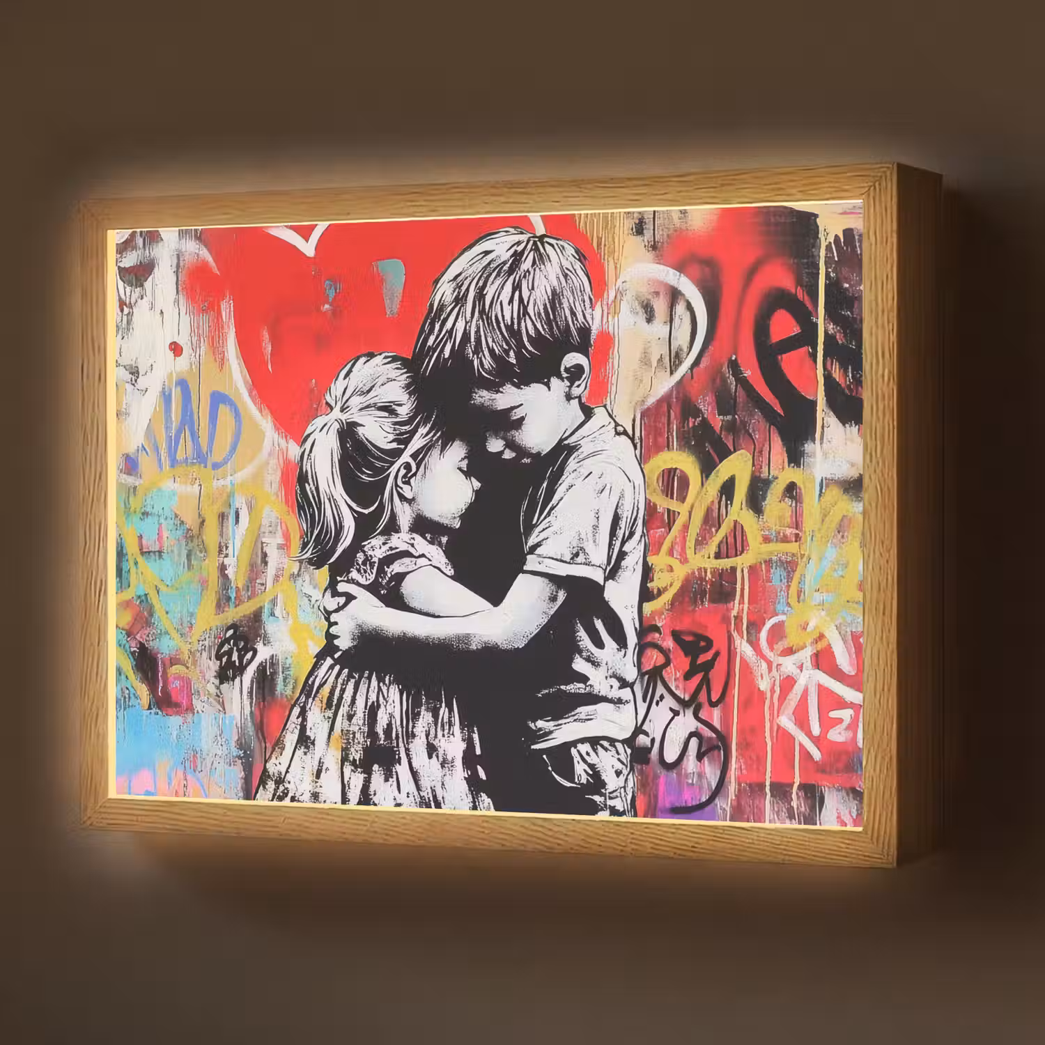 Graffiti - Zwart wit - Street art Light Box met batterij (Wandlamp) middel -z3d_website