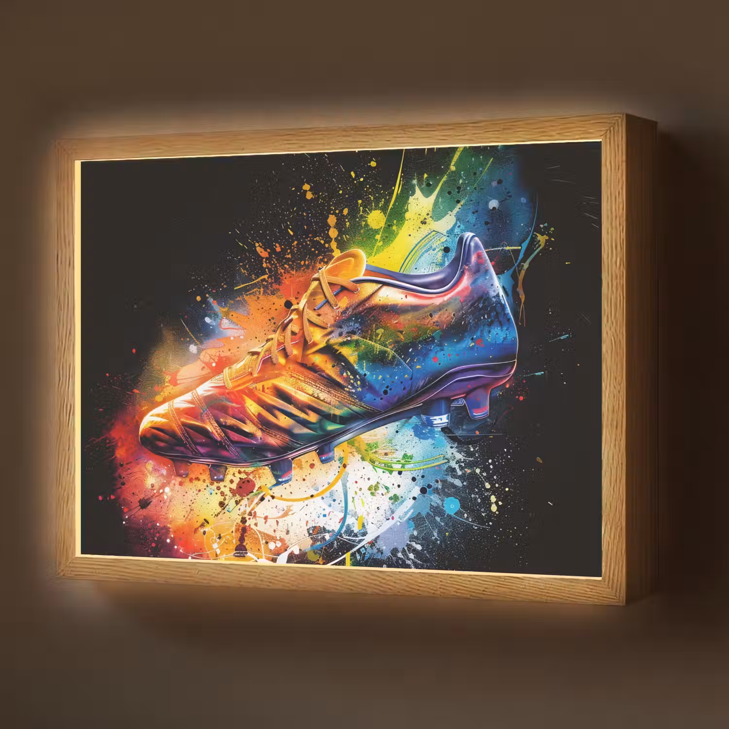Graffiti - Sport - Voetbal - Schoen - Verf Light Box met batterij (Wandlamp) middel -z3d_website