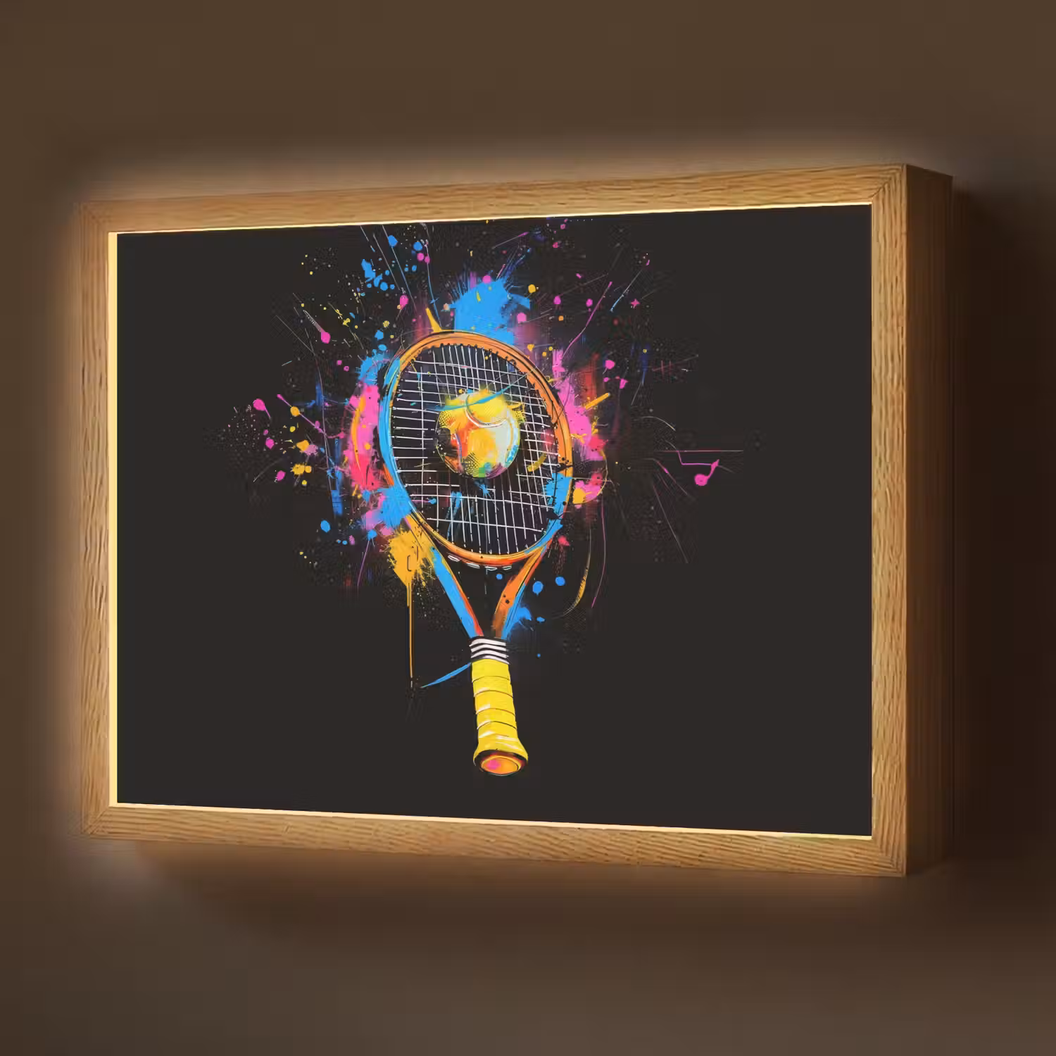 Graffiti - Sport - Tennis - Raket - Bal Light Box met batterij (Wandlamp) middel -z3d_website