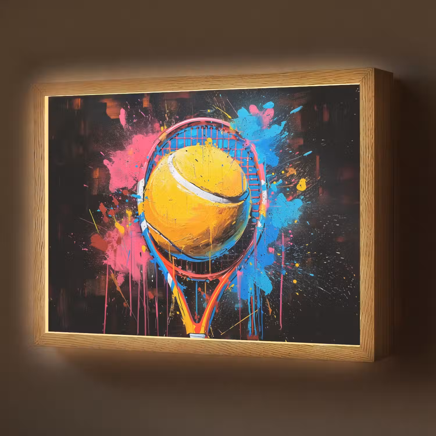 Graffiti - Tennis - Sport - Racket Light Box met batterij (Wandlamp) middel -z3d_website