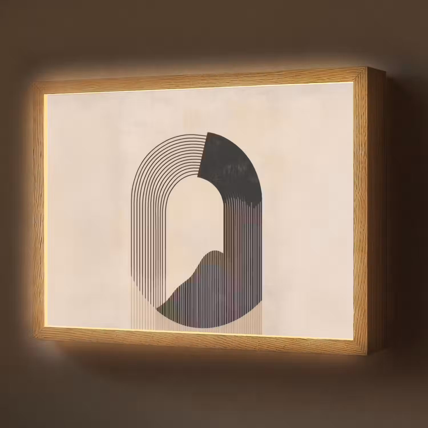 Grafisch gebogen motief - Beige Light Box met batterij (Wandlamp) middel -z3d_website