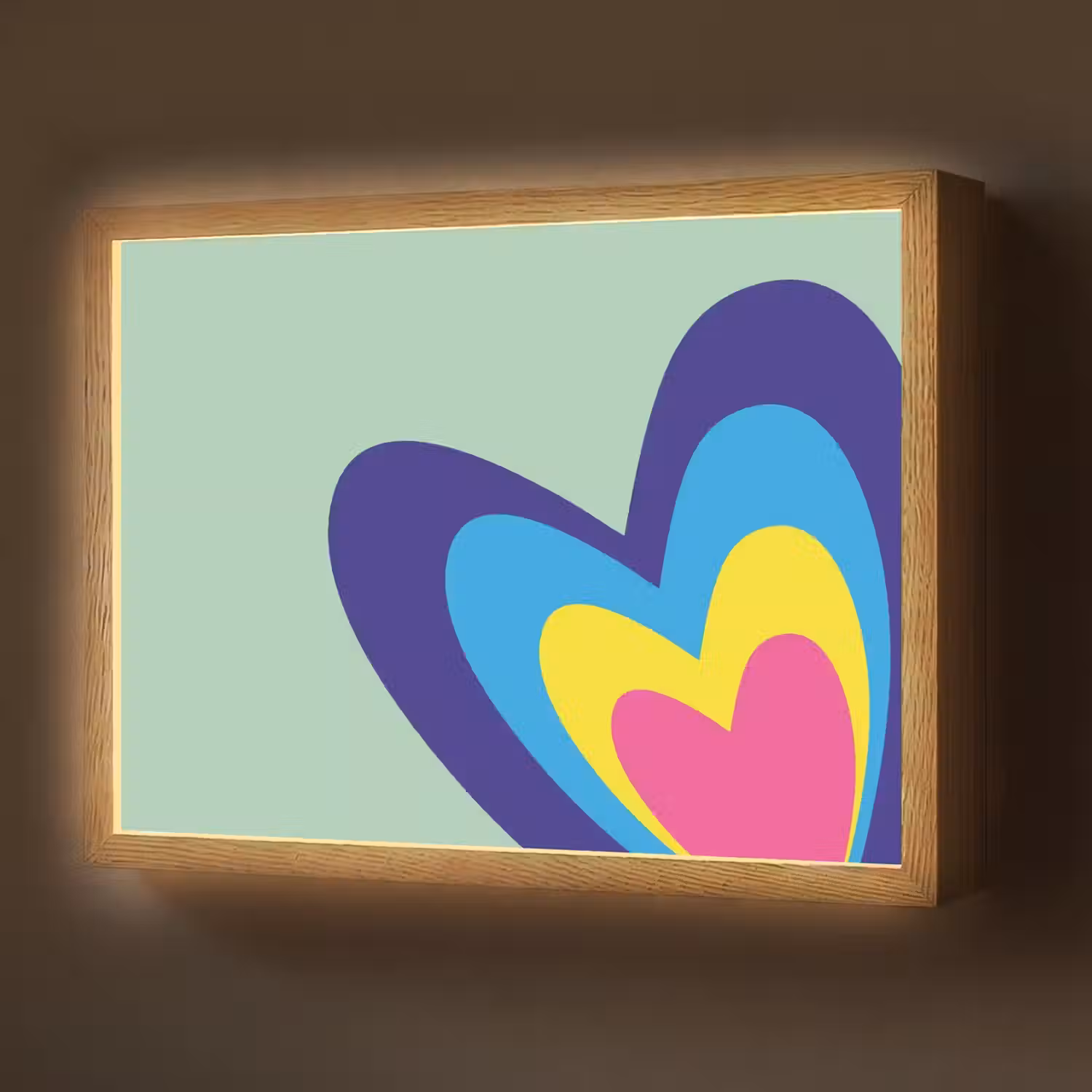 Hartjes - Kleurrijk - Valentijn Light Box met batterij (Wandlamp) middel -z3d_website