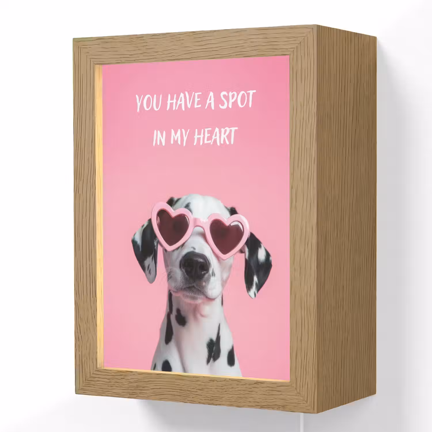 Hartjes - Hond - Valentijn - Roze Light Box met kabel (Wandlamp) klein -3d
