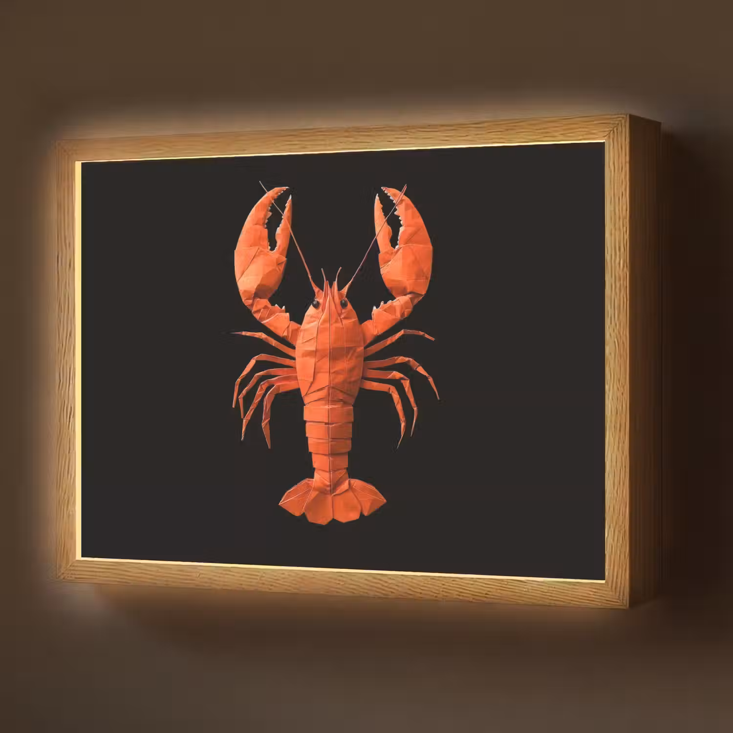 Kreeft - Papier - Origami papier - Rood Light Box met batterij (Wandlamp) middel -z3d_website