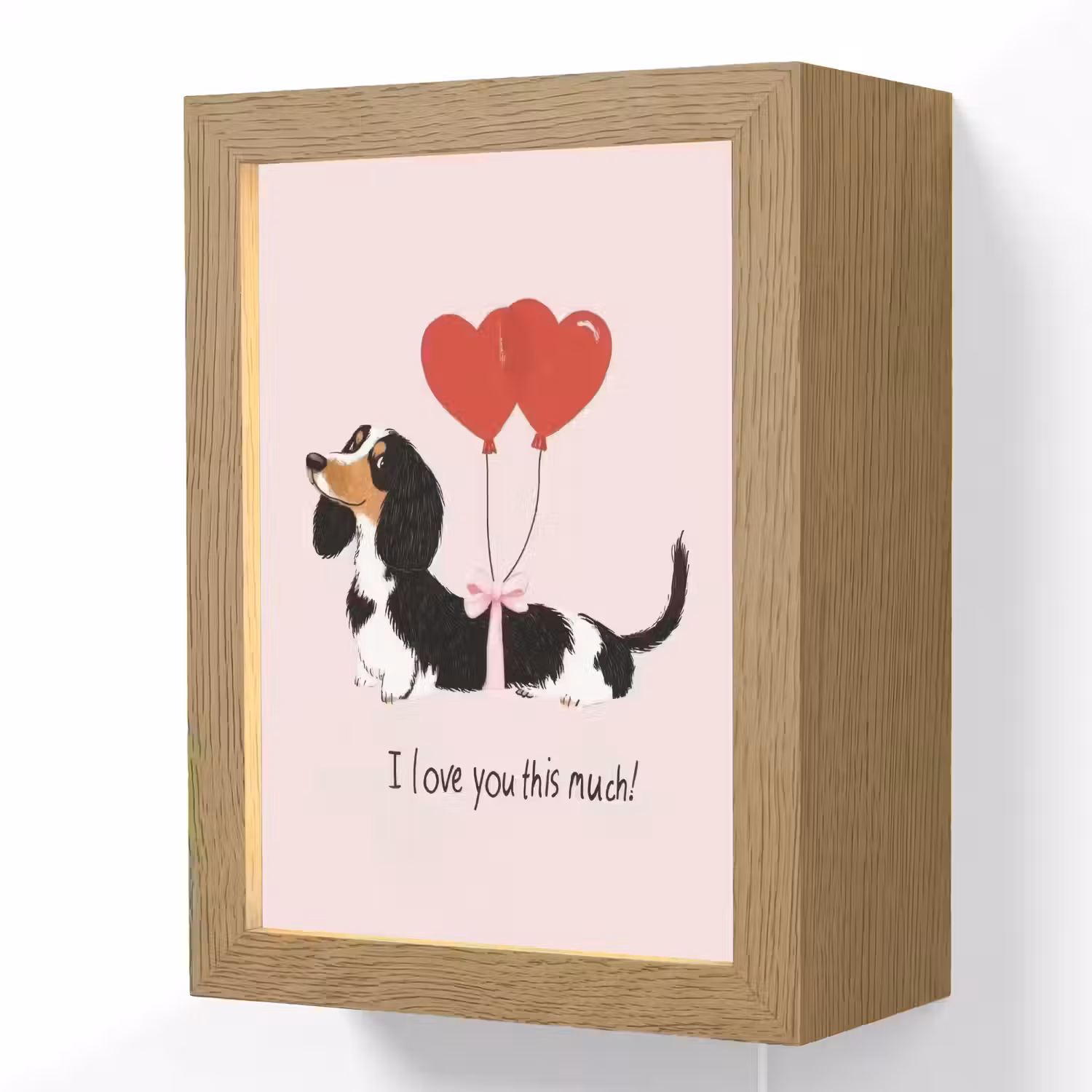 Hond - Teckel - Valentijn - Love Light Box met kabel (Wandlamp) klein -3d