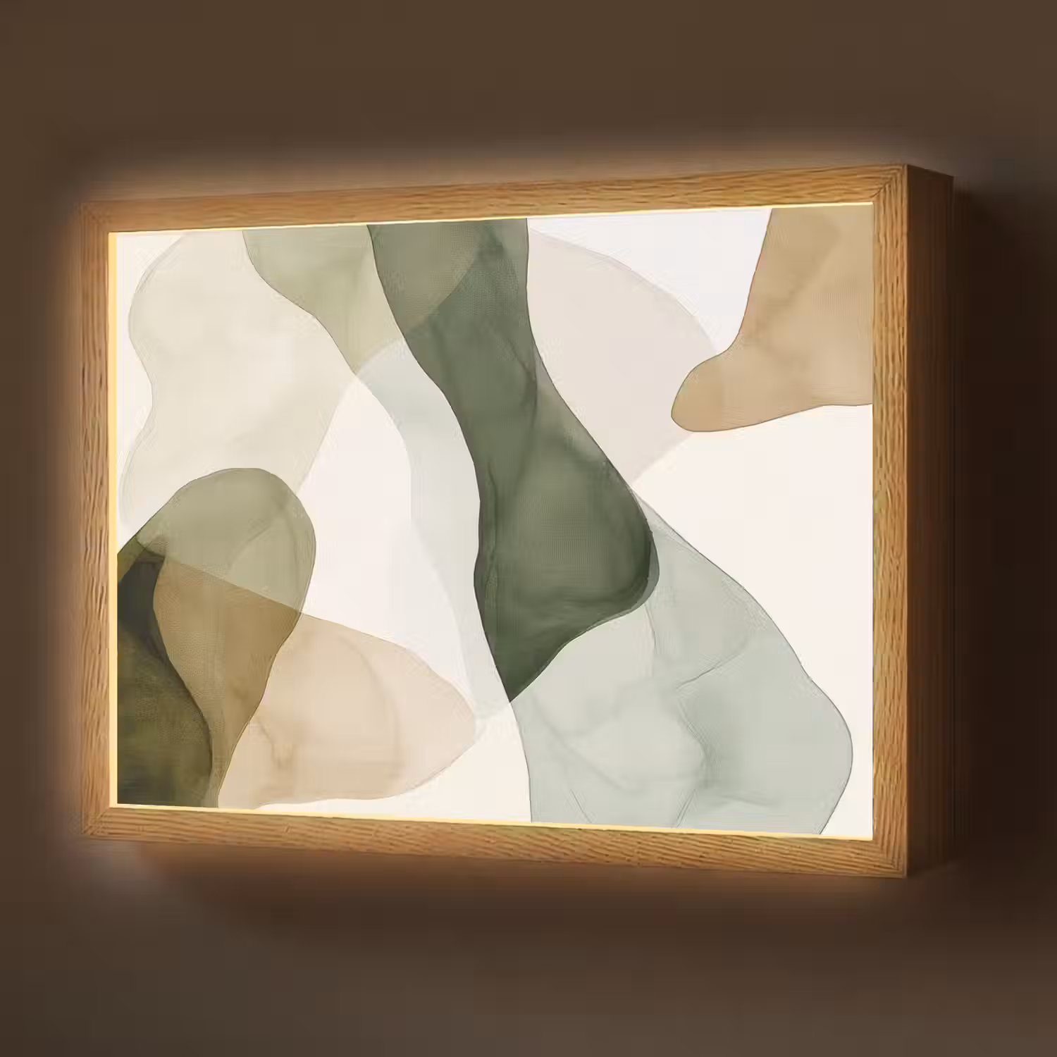 Japandi - Abstract - Groen Light Box met batterij (Wandlamp) middel -z3d_website