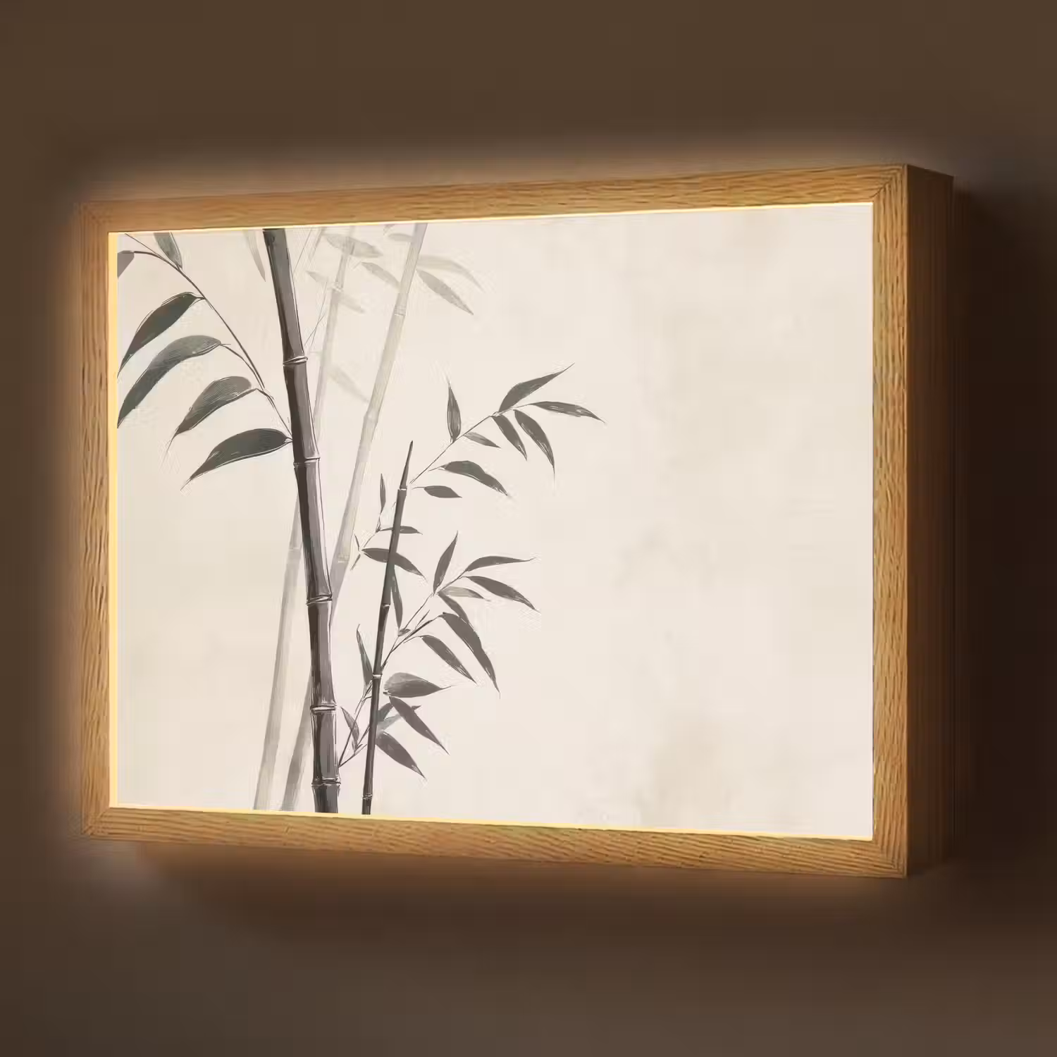 Japandi - Bamboe - Beige Light Box met batterij (Wandlamp) middel -z3d_website