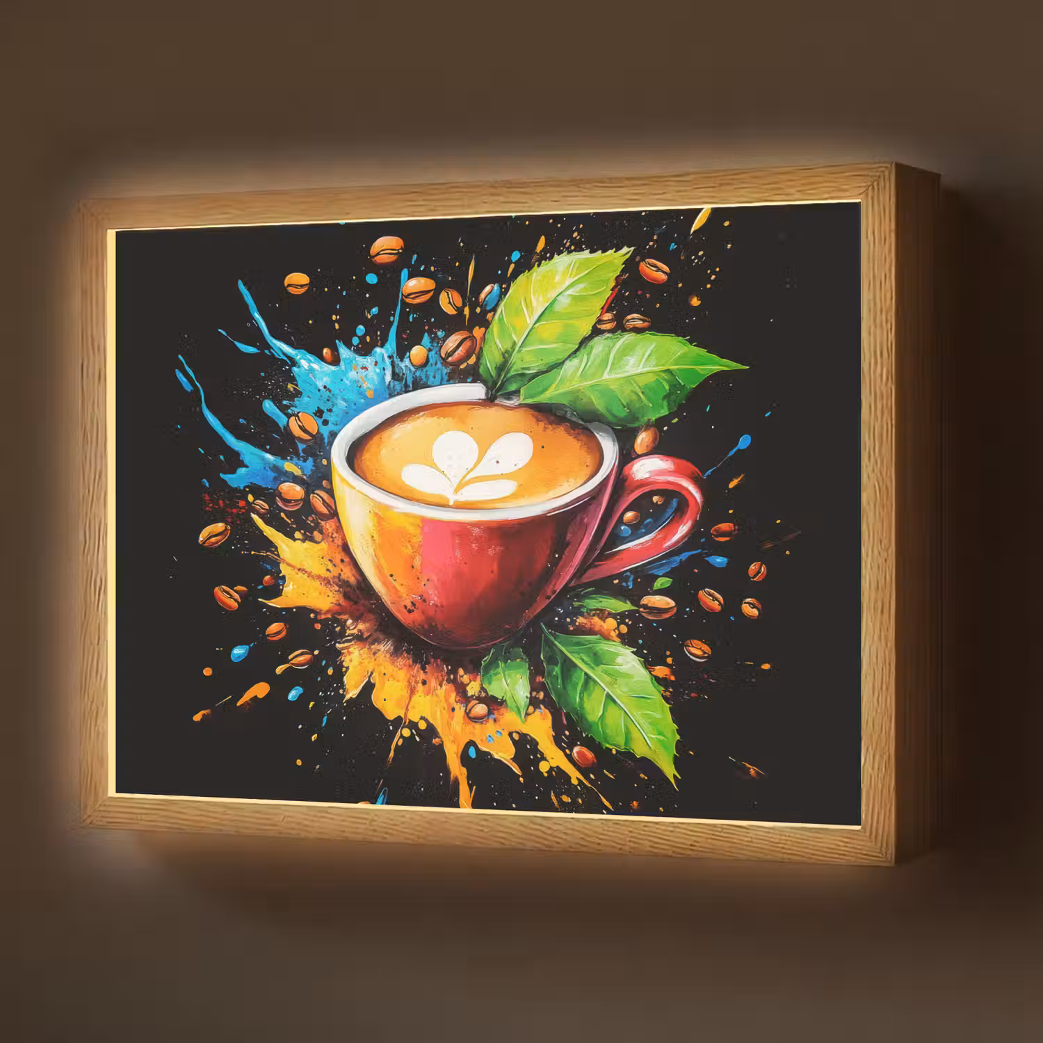 Koffie - Graffiti - Drinken - Abstract Light Box met batterij (Wandlamp) middel -z3d_website