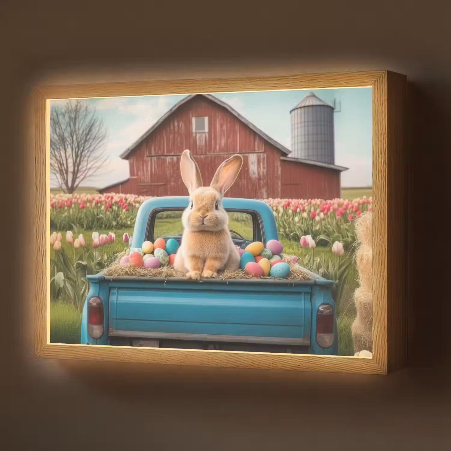 Konijn - Boerderij - Eieren Light Box met batterij (Wandlamp) middel -z3d_website