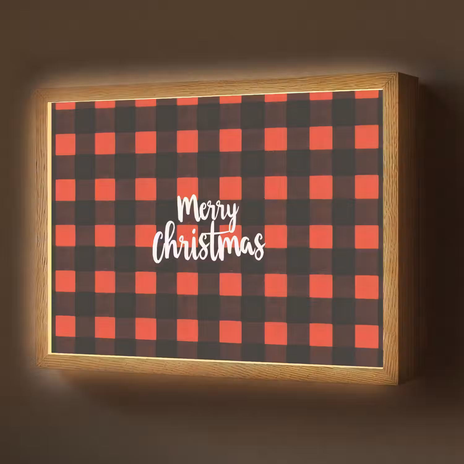 Geruit - Rood - Tekst - Christmas Light Box met batterij (Wandlamp) middel -z3d_website