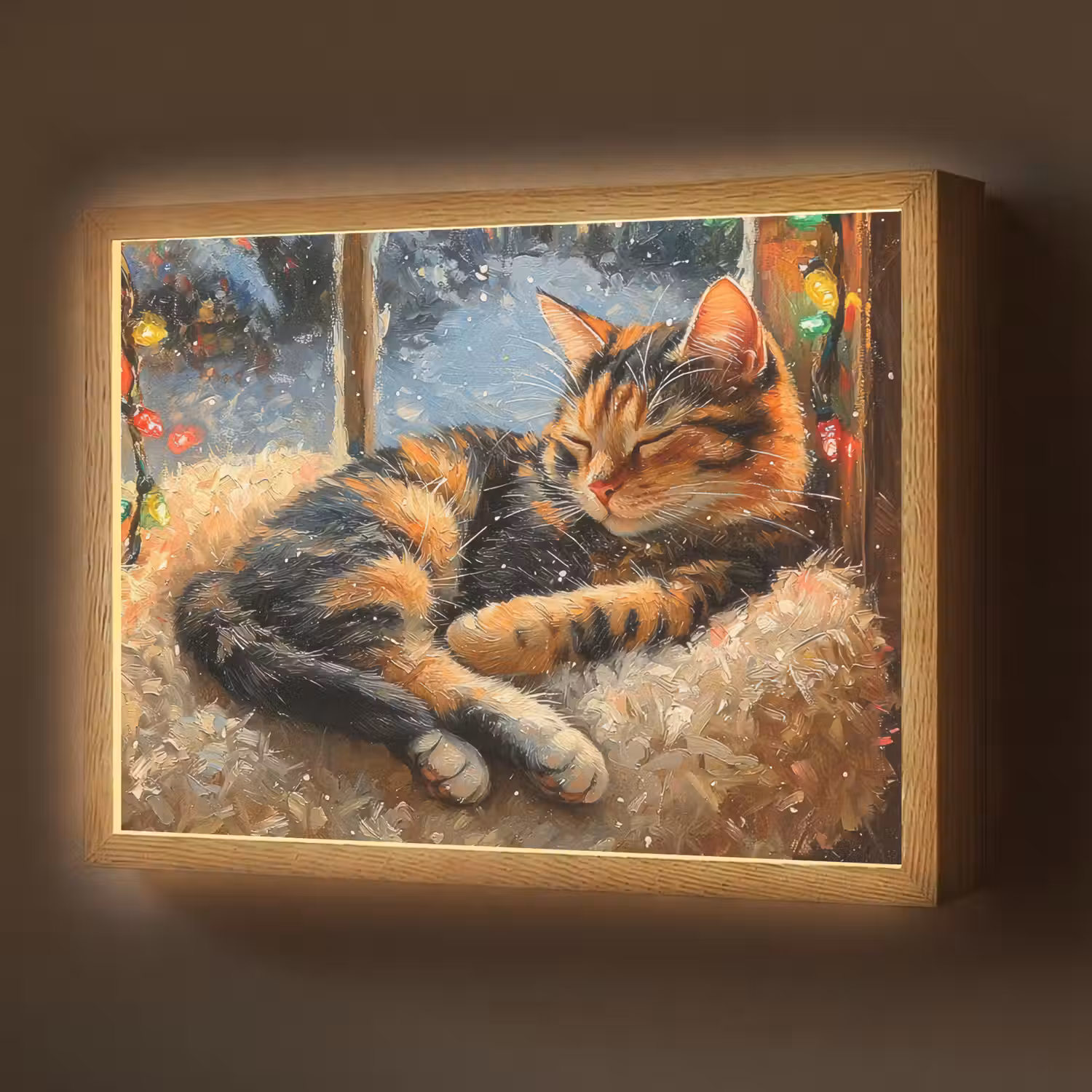 Kat - Kerst - Winter - Dier Light Box met batterij (Wandlamp) middel -z3d_website