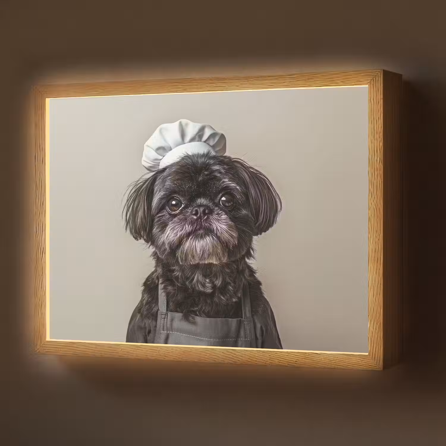 Kokskleding - Zwart - Hondje Light Box met batterij (Wandlamp) middel -z3d_website