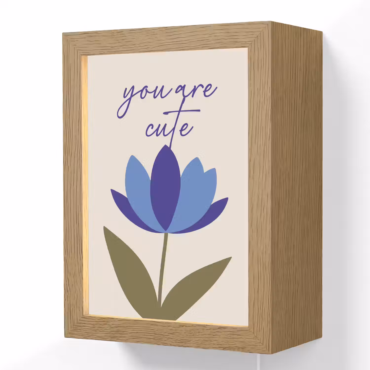 Korenbloem - Valentijn - Bloem - Blauw Light Box met kabel (Wandlamp) klein -3d