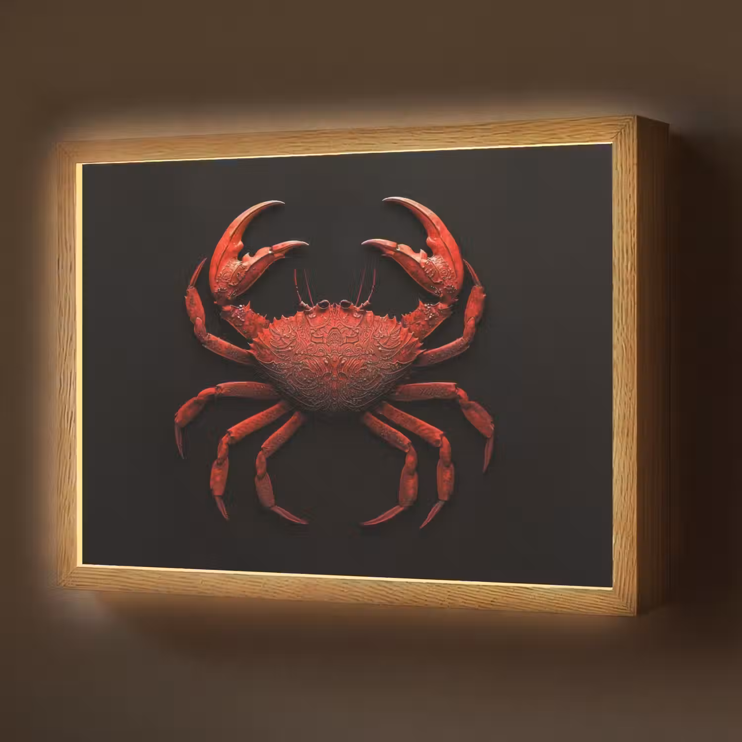 Krab - Rood - Vissen - Schaaldieren Light Box met batterij (Wandlamp) middel -z3d_website