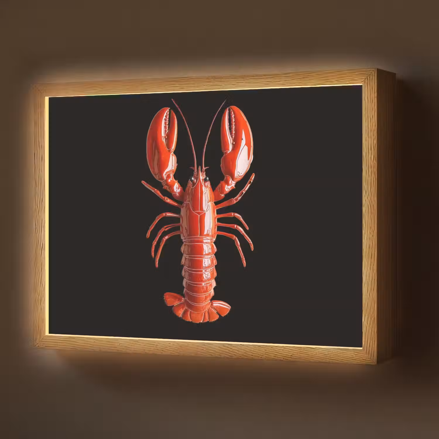 Kreeft - Glossier Rood - Zwart Light Box met batterij (Wandlamp) middel -z3d_website