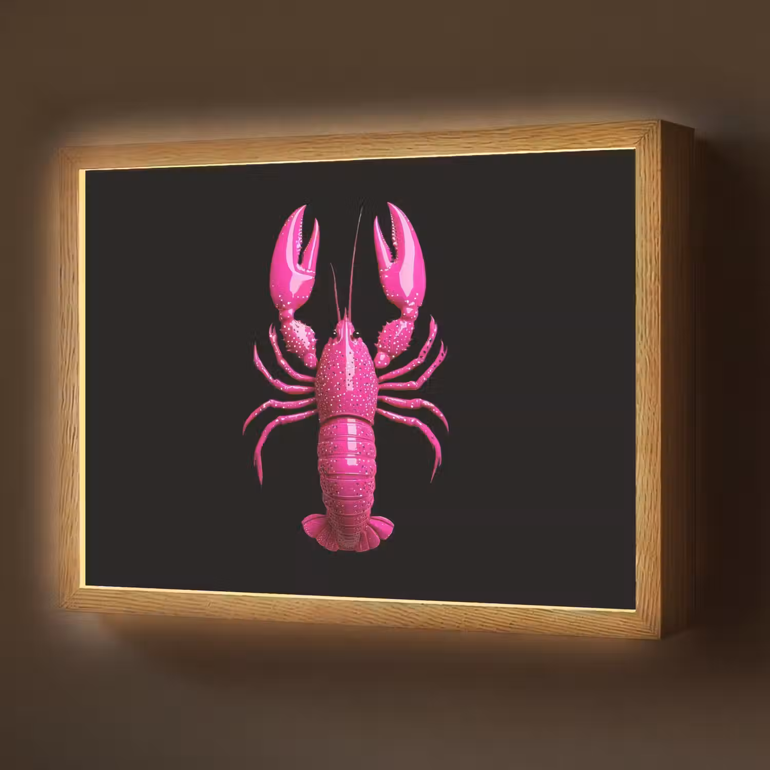 Kreeft - Felroze - Stippen - Opvallend Light Box met batterij (Wandlamp) middel -z3d_website