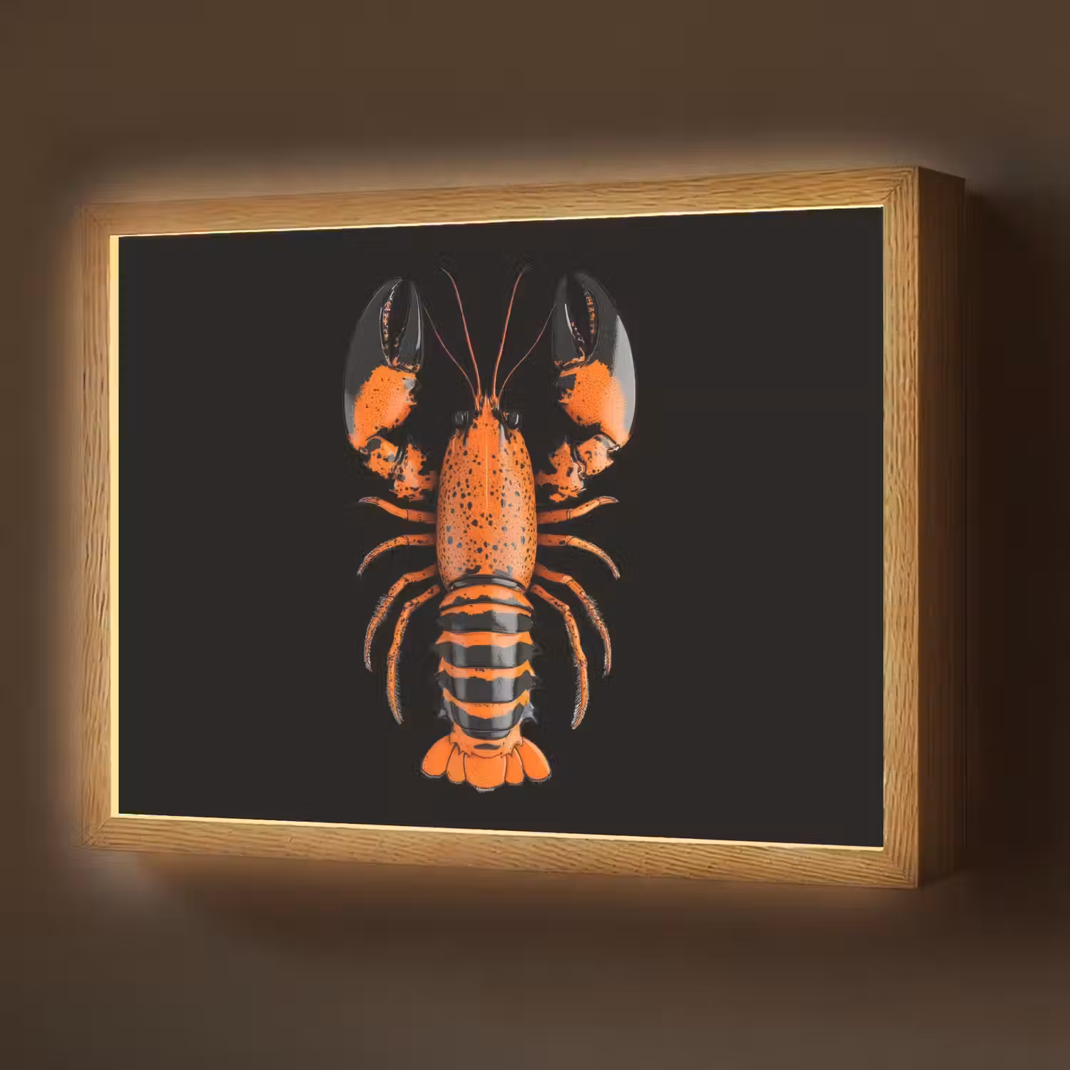 Kreeft - Oranje - Zwart - Modern Light Box met batterij (Wandlamp) middel -z3d_website