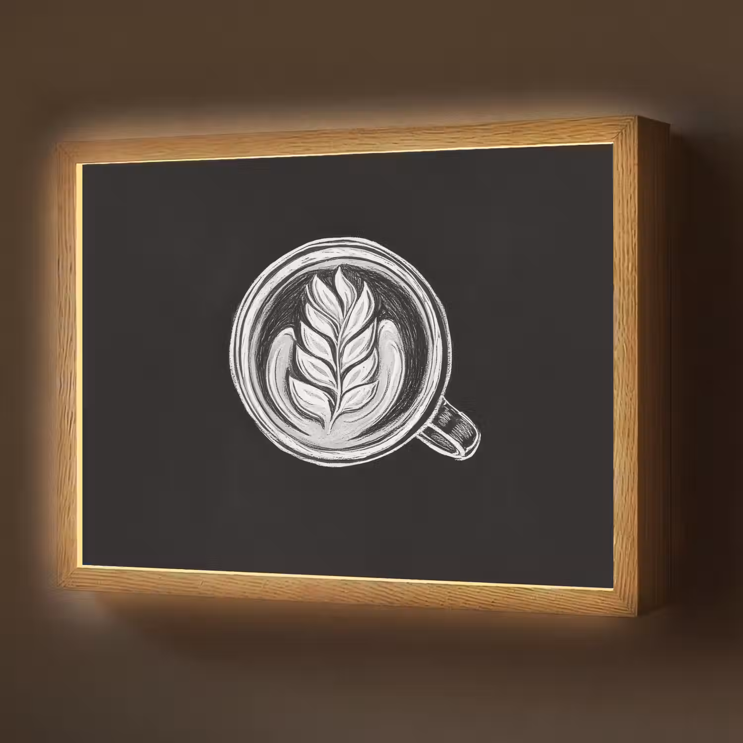 Krijttekening - Koffie - Latte art Light Box met batterij (Wandlamp) middel -z3d_website