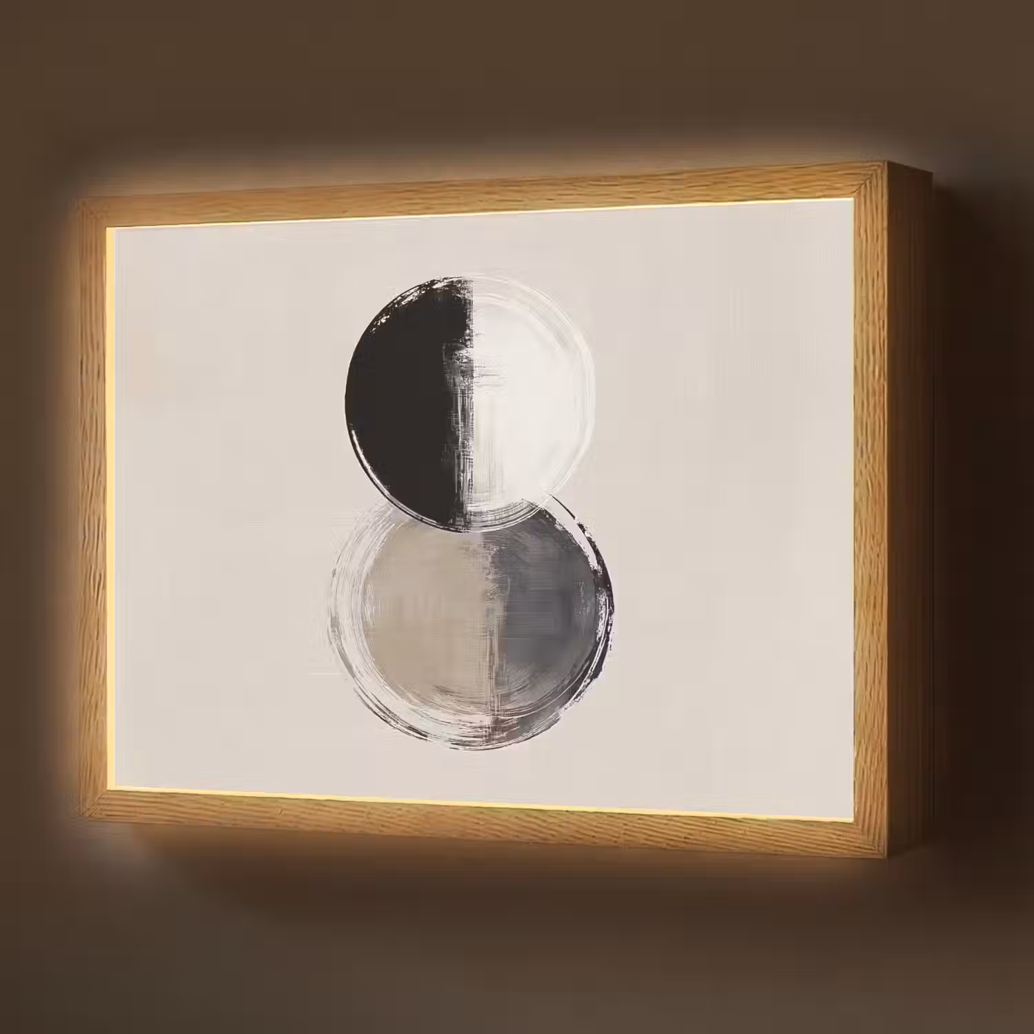 Cirkels - Strepen - Minimalistisch - Zwart Light Box met batterij (Wandlamp) middel -z3d_website