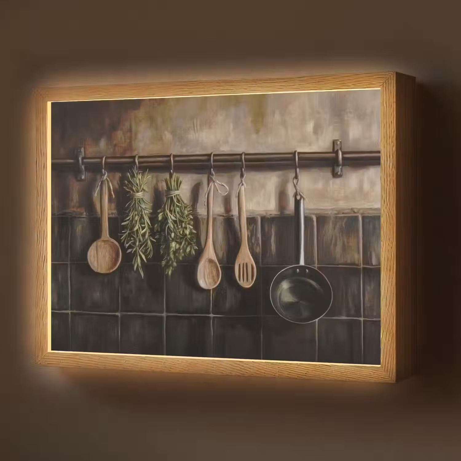 Keukengerei - Rustiek - Tegels - Kruiden Light Box met batterij (Wandlamp) middel -z3d_website