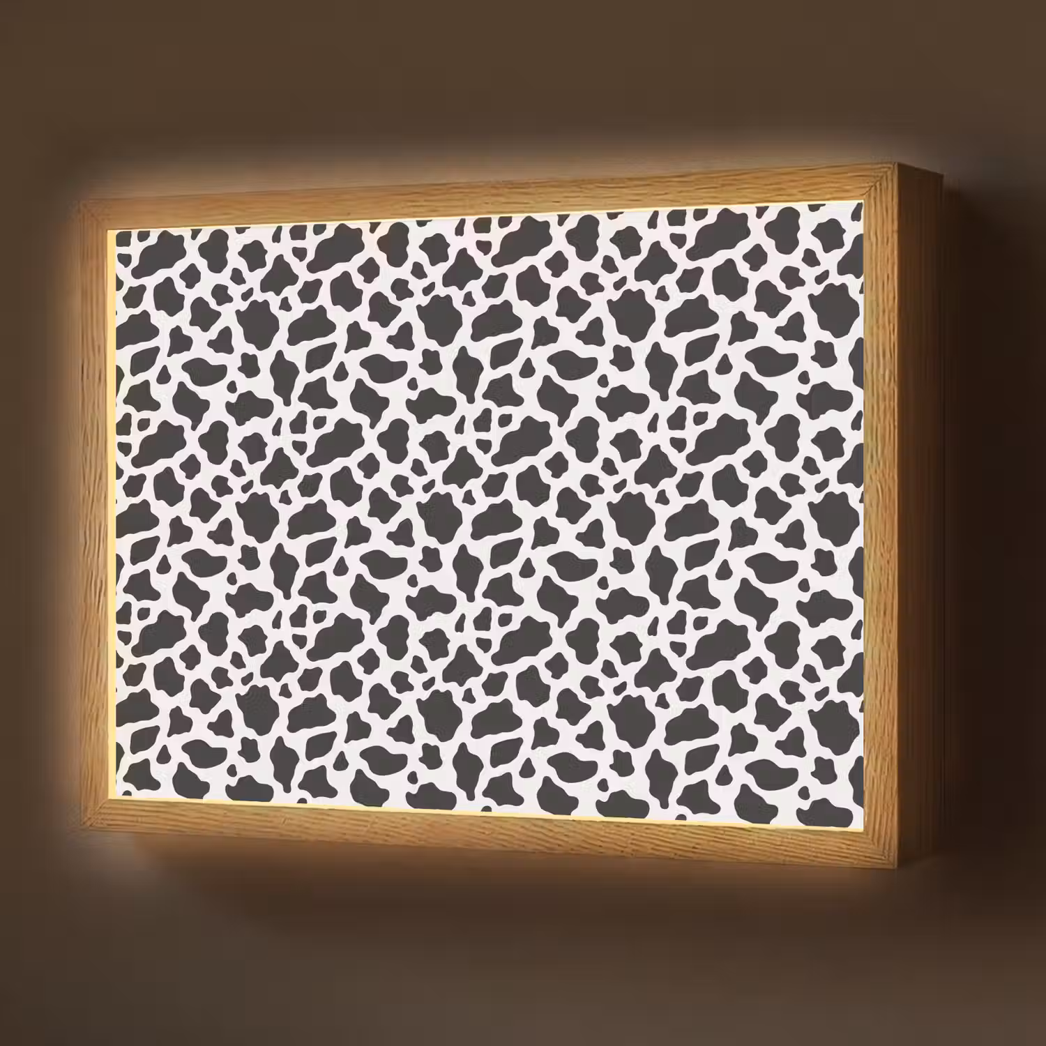 Koe - Vlekken - Patroon - Zwart Light Box met batterij (Wandlamp) middel 907 -z3d_website