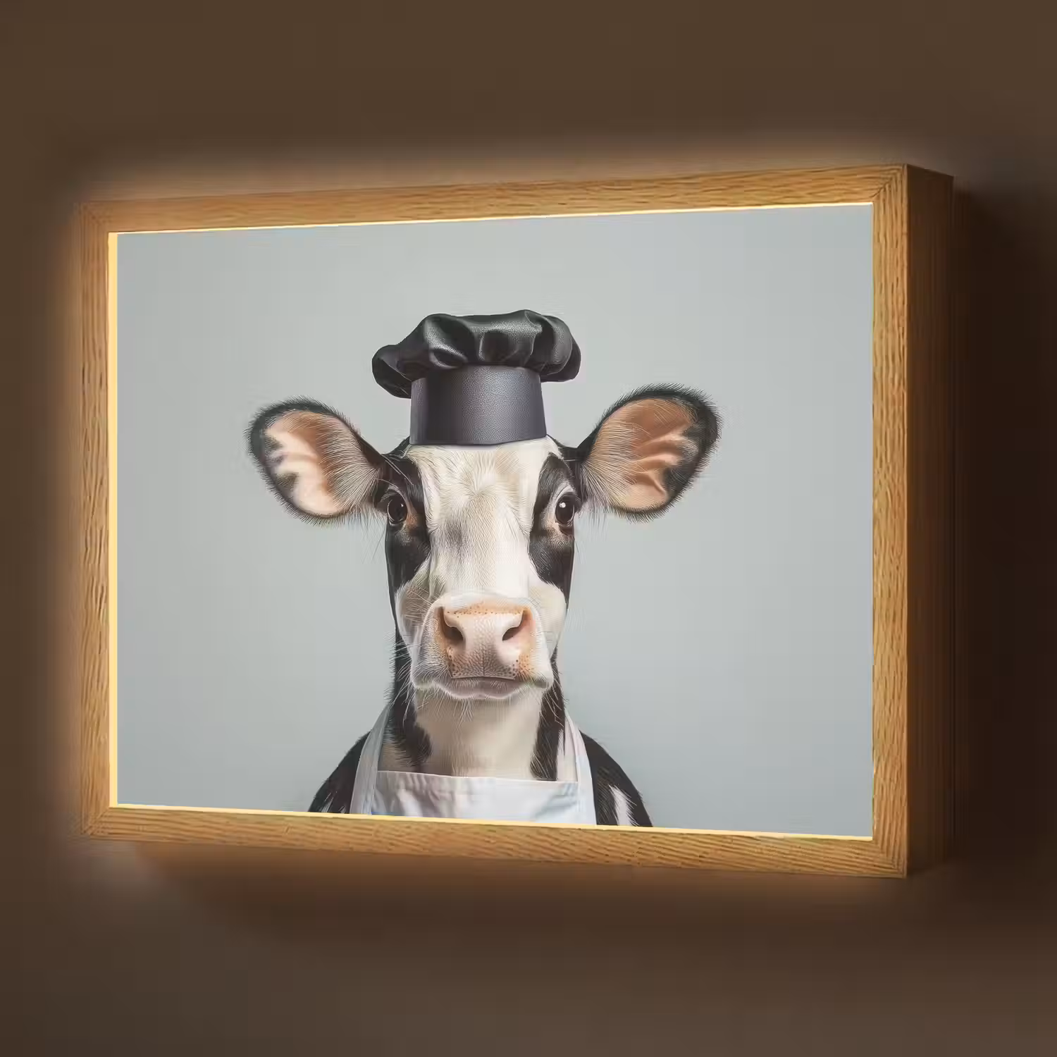 Koe - Zwart - Wit - Kok Light Box met batterij (Wandlamp) middel -z3d_website