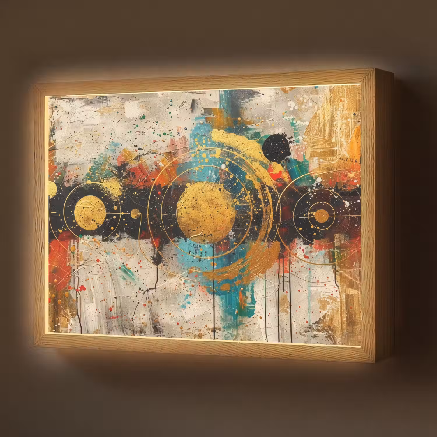 Kunst - Abstract - Aesthetic - Goud Light Box met batterij (Wandlamp) middel -z3d_website