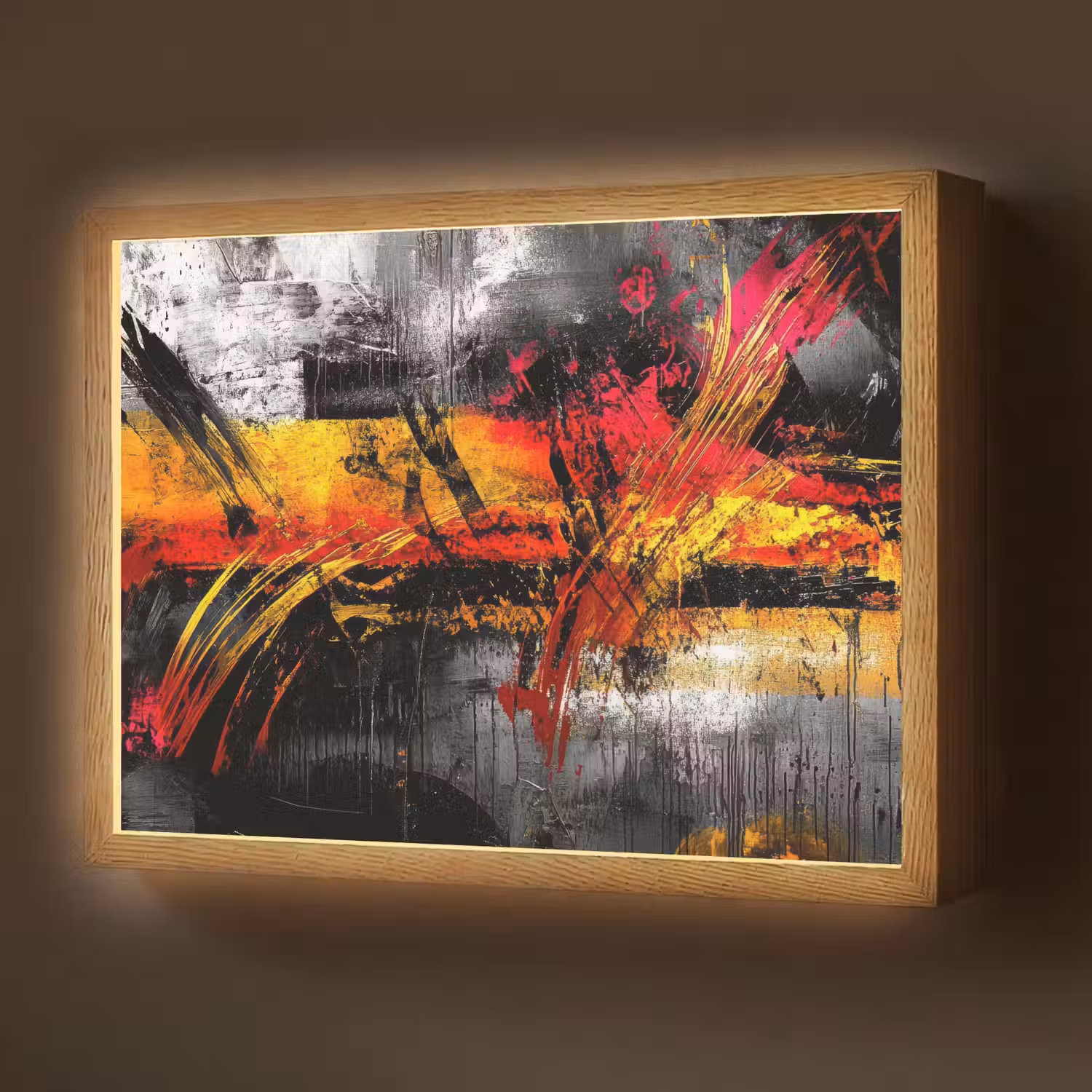 Kunst - Zwart - Abstract Light Box met batterij (Wandlamp) middel -z3d_website