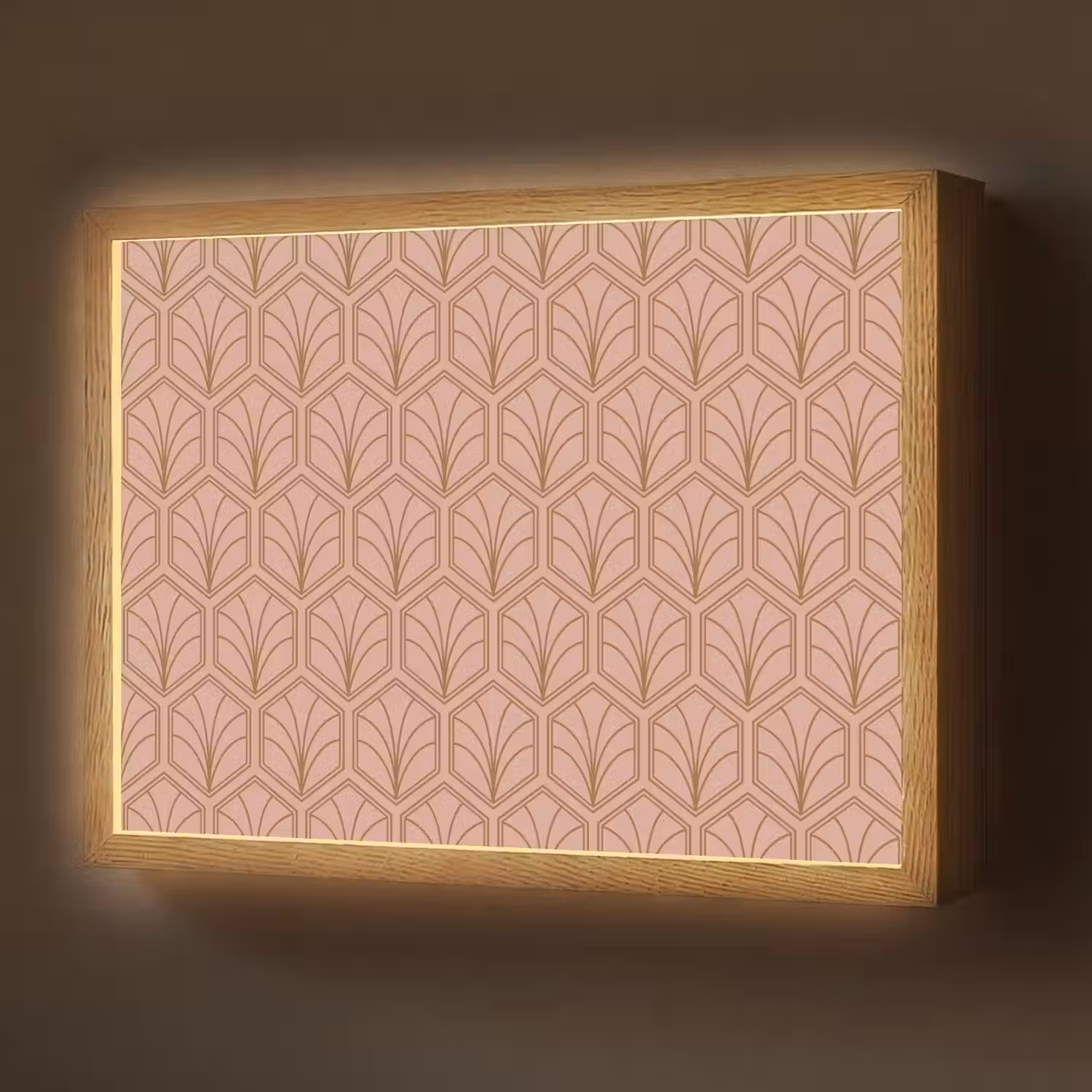 Zalmroze - Patroon - Geometrisch Light Box met batterij (Wandlamp) middel 907 -z3d_website