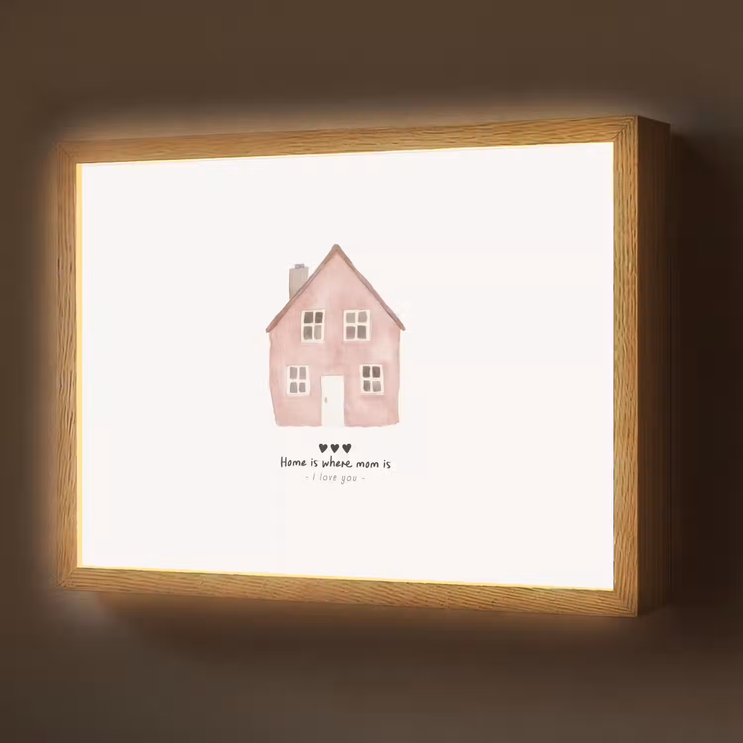 Huisje - Roze - Quote - Moeder Light Box met batterij (Wandlamp) middel -z3d_website