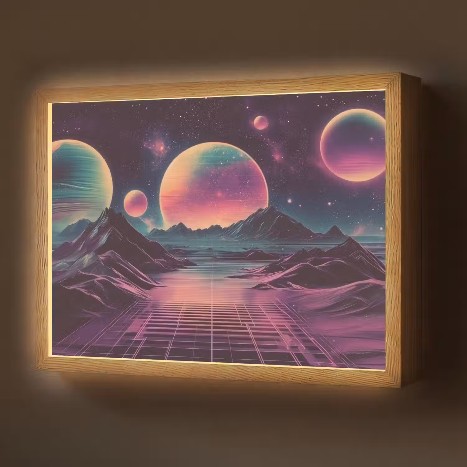 Landschap - Planeten - Horizon - Paars Light Box met batterij (Wandlamp) middel -z3d_website