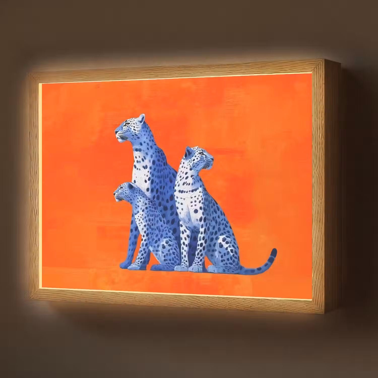 Luipaarden - Stippen - Oranje Light Box met batterij (Wandlamp) middel -z3d_website