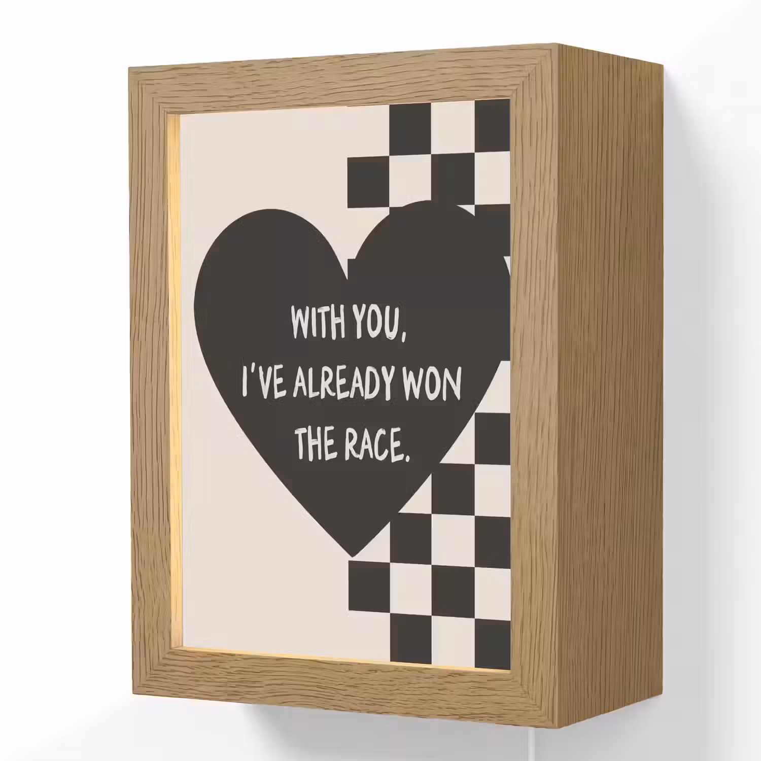 Liefde - Beige - Race Light Box met kabel (Wandlamp) klein -3d
