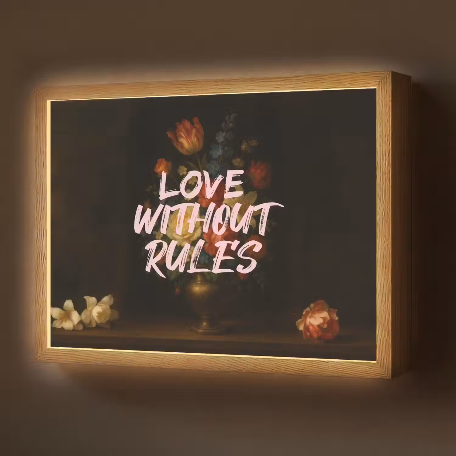 Liefde - Modern - Bloemen Light Box met batterij (Wandlamp) middel -z3d_website