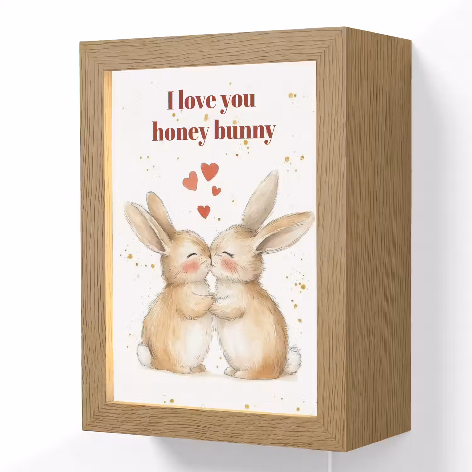Liefde - Rood - konijn Light Box met kabel (Wandlamp) klein -3d