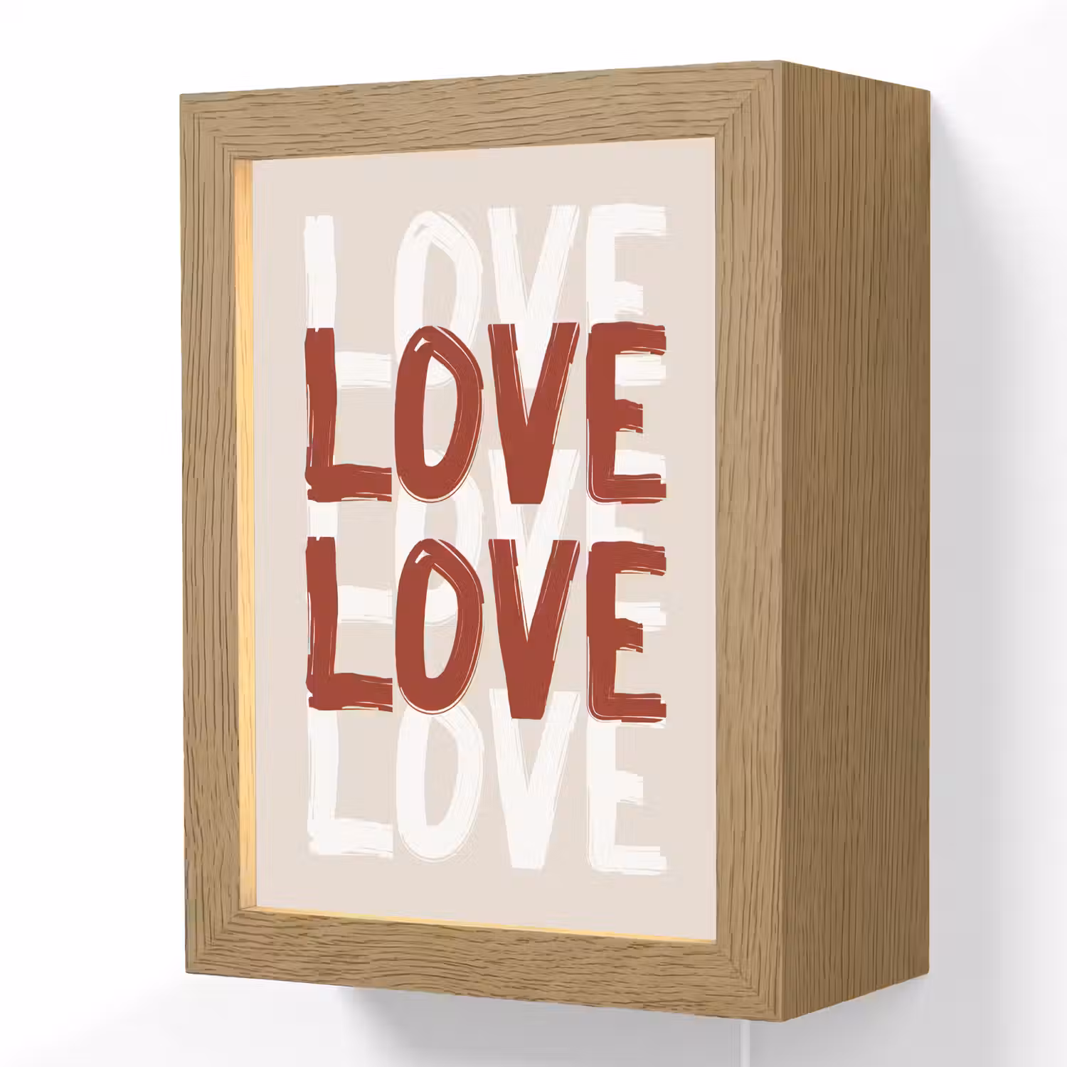 Love - Rood - Tekst Light Box met kabel (Wandlamp) klein -3d