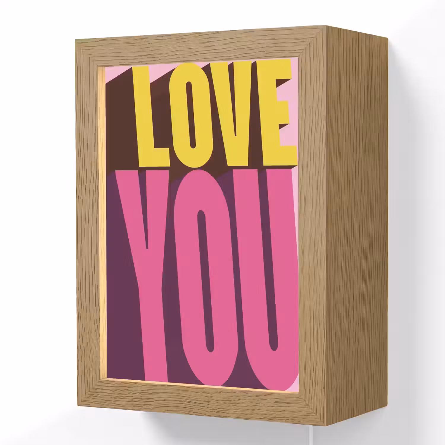Love - Tekst - Roze - Valentijn Light Box met kabel (Wandlamp) klein -3d