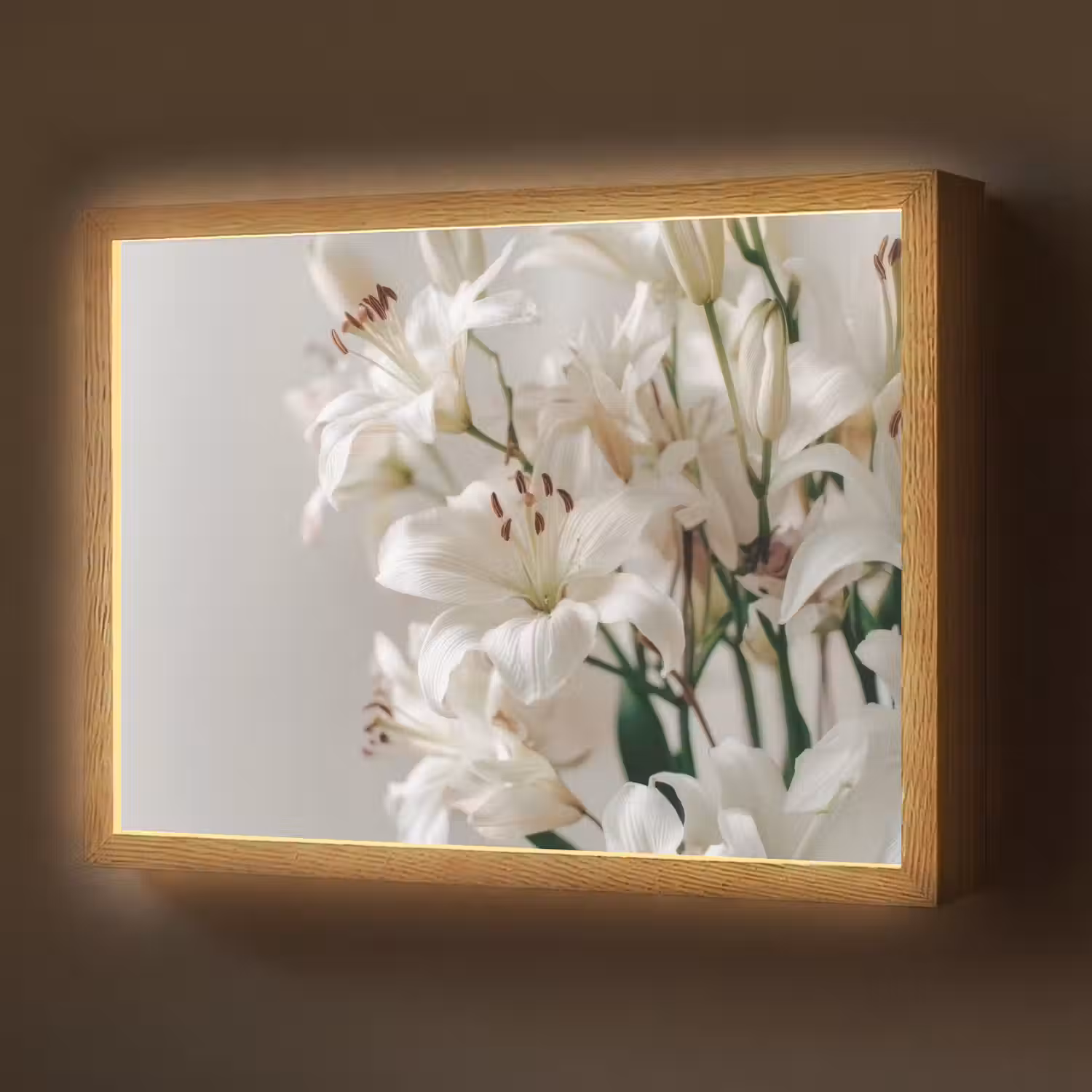 Lelies - Boekte - Wit - Meeldraden Light Box met batterij (Wandlamp) middel -z3d_website
