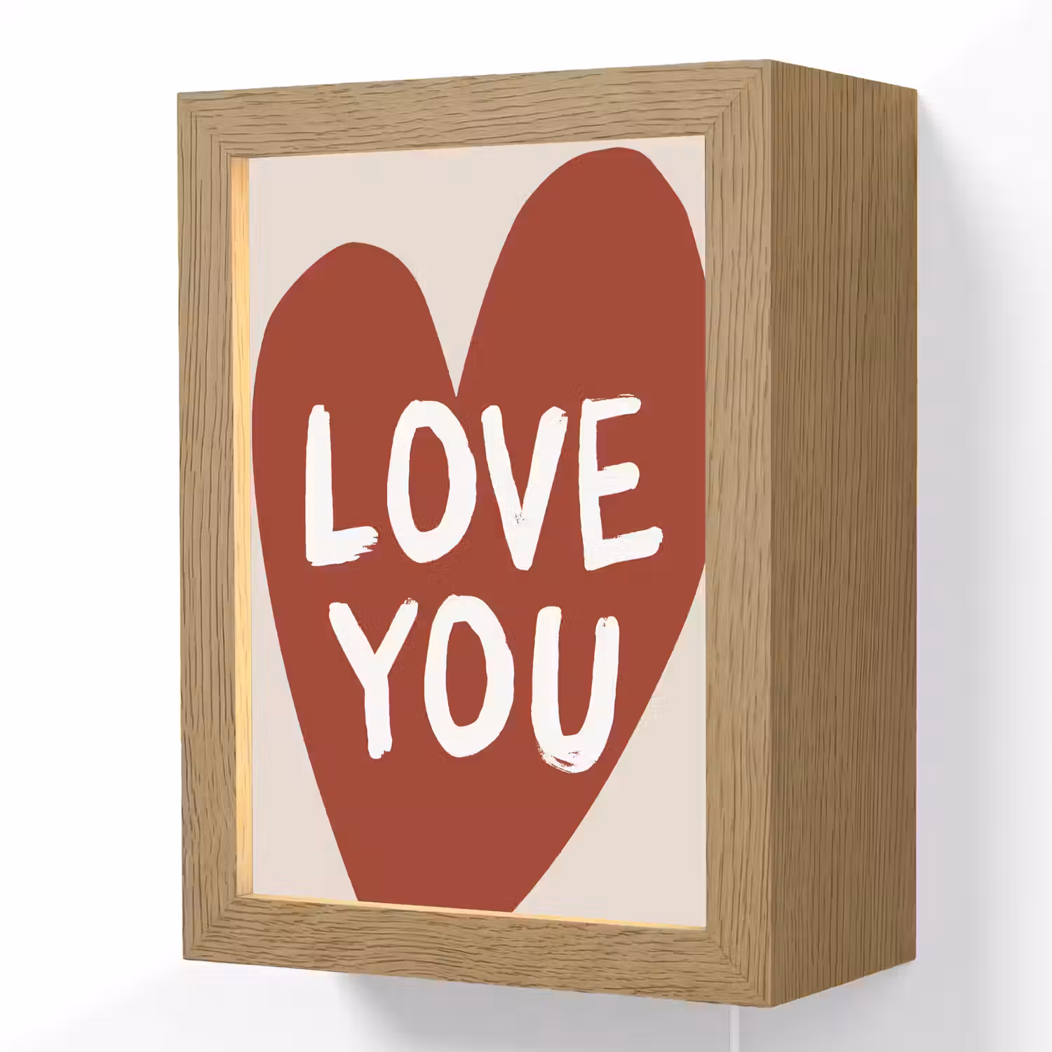 Loveyou - Hart - Rood Light Box met kabel (Wandlamp) klein -3d