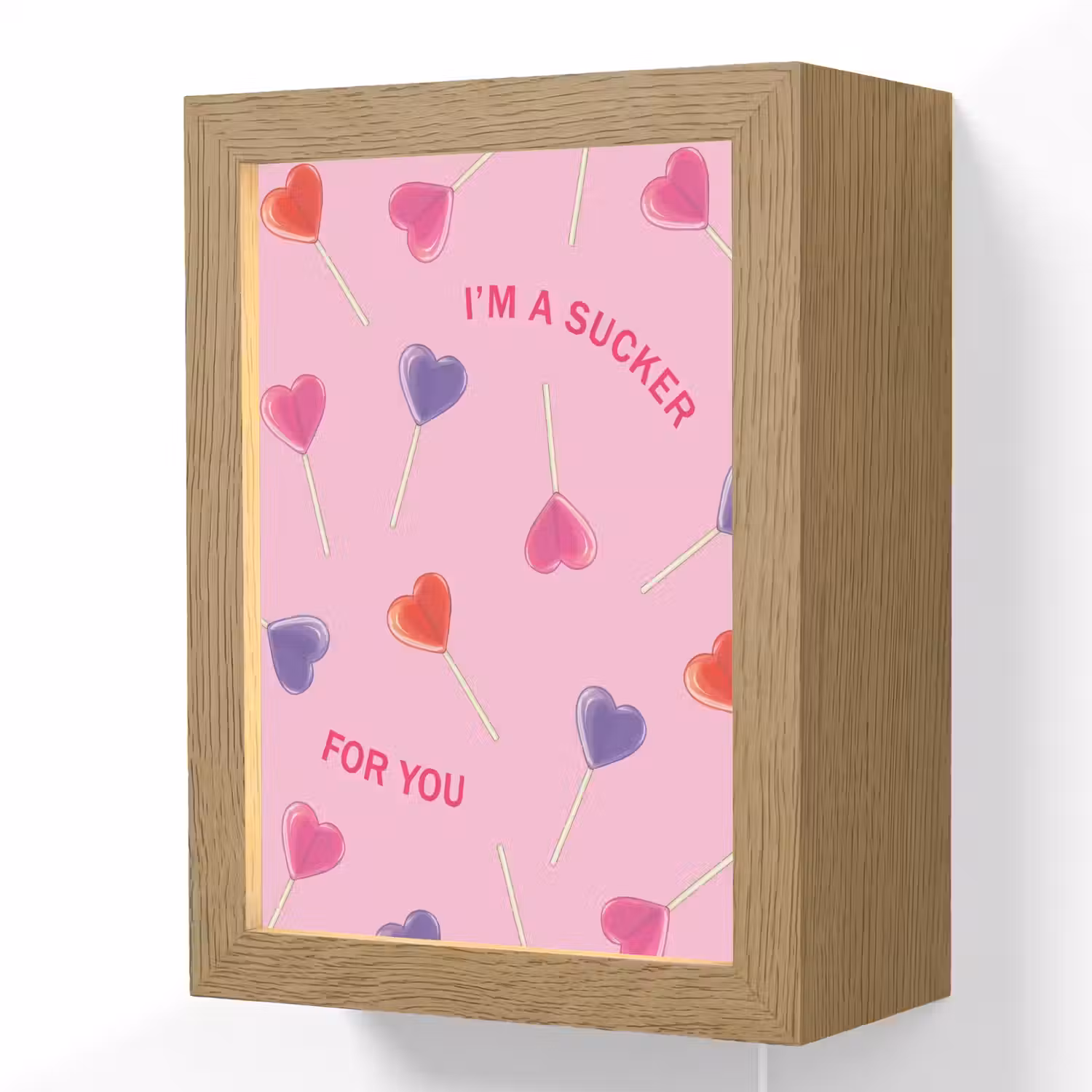 Lolly - Valentijn - Illustratie - Snoep Light Box met kabel (Wandlamp) klein -3d