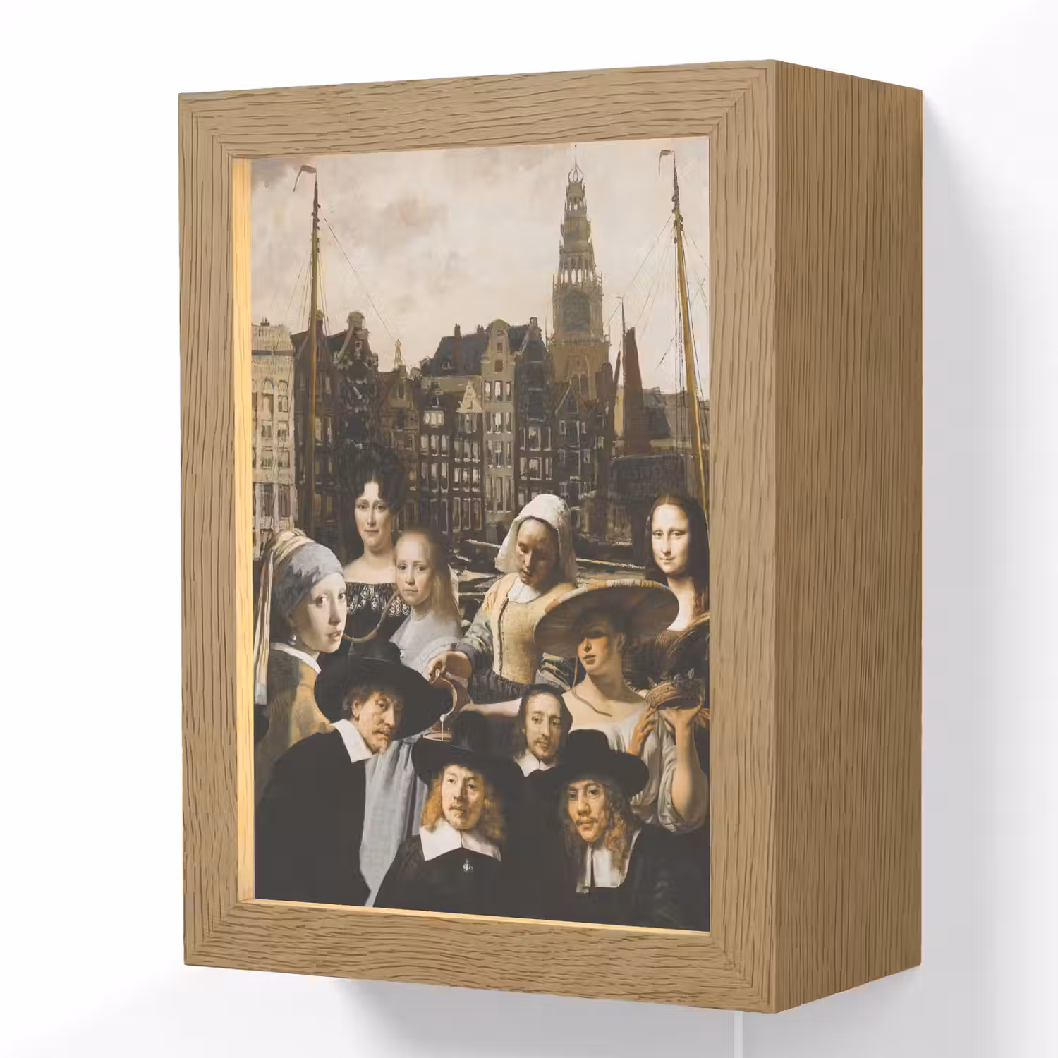 Schilderij - Oude Meesters - Collage Light Box met kabel (Wandlamp) klein -3d