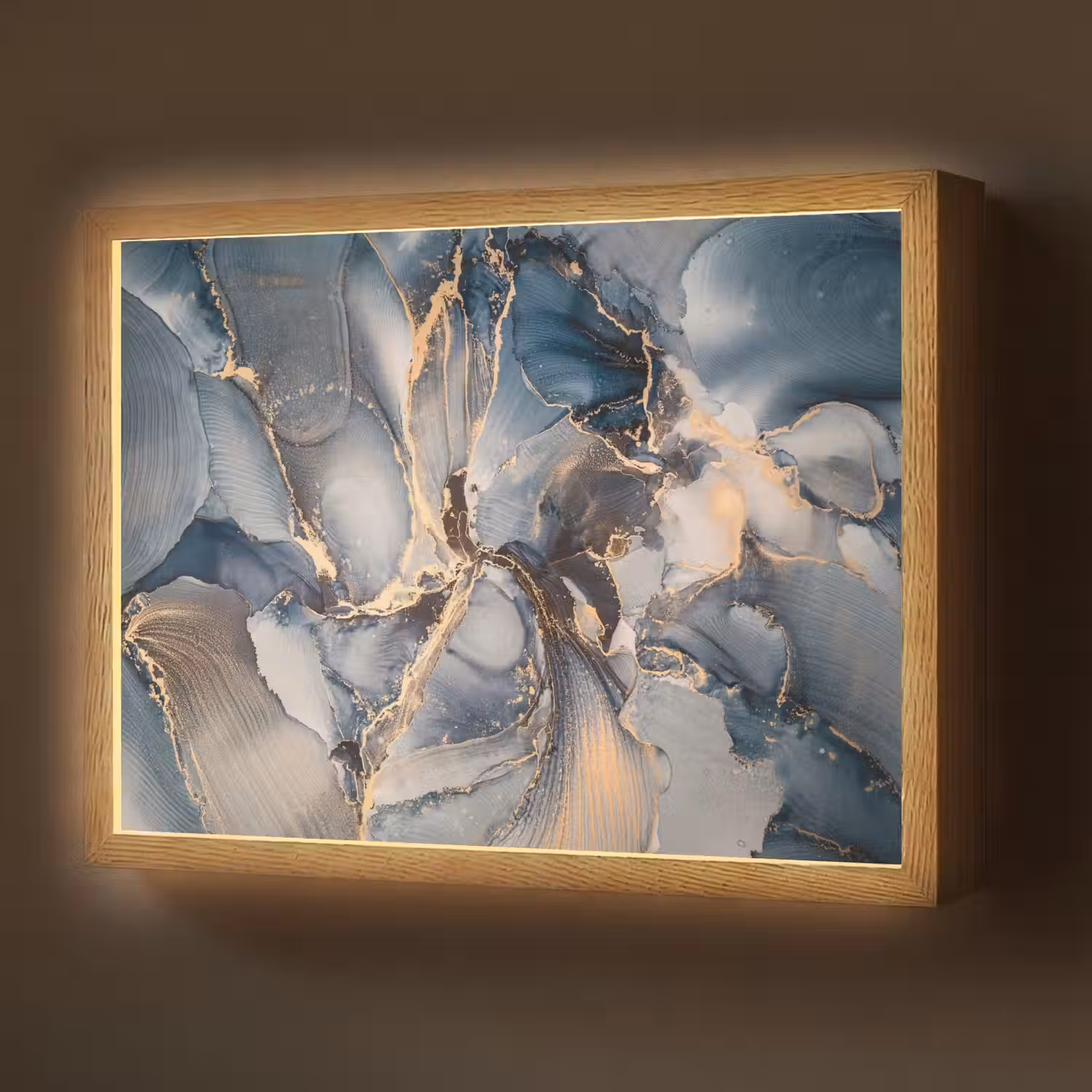 Marmer - Grijs - Blauw - Luxe - Goud Light Box met batterij (Wandlamp) middel -z3d_website