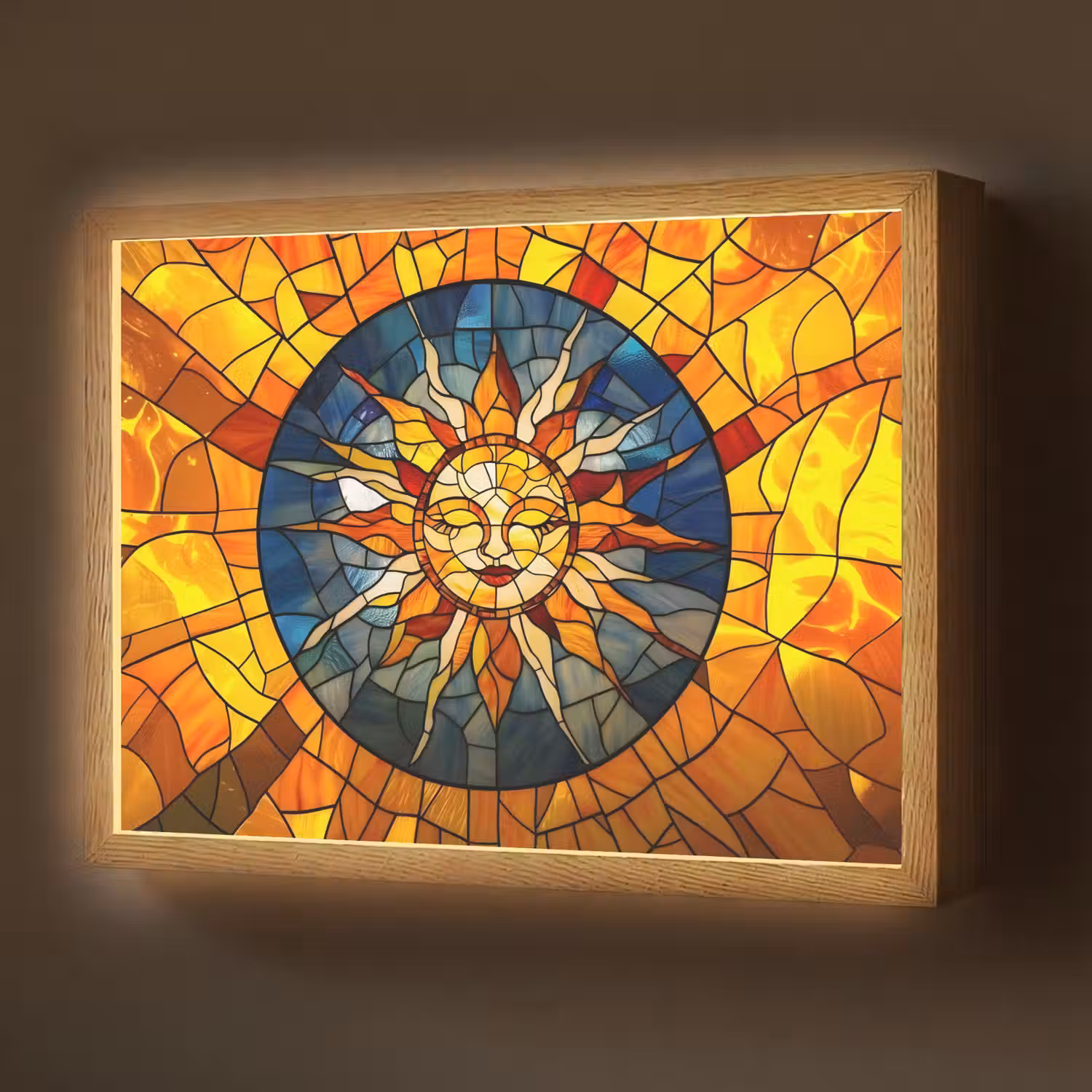 Mozaïek - Zon - Geel - Cirkel Light Box met batterij (Wandlamp) middel -z3d_website