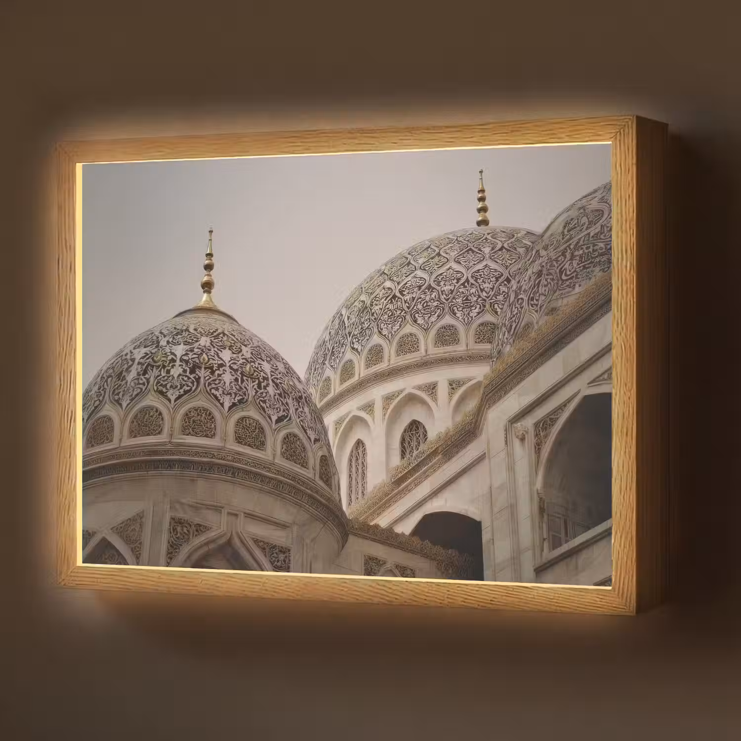 Mozaïekkoepels - Gouden spitsen - Islamitisch Light Box met batterij (Wandlamp) middel -z3d_website