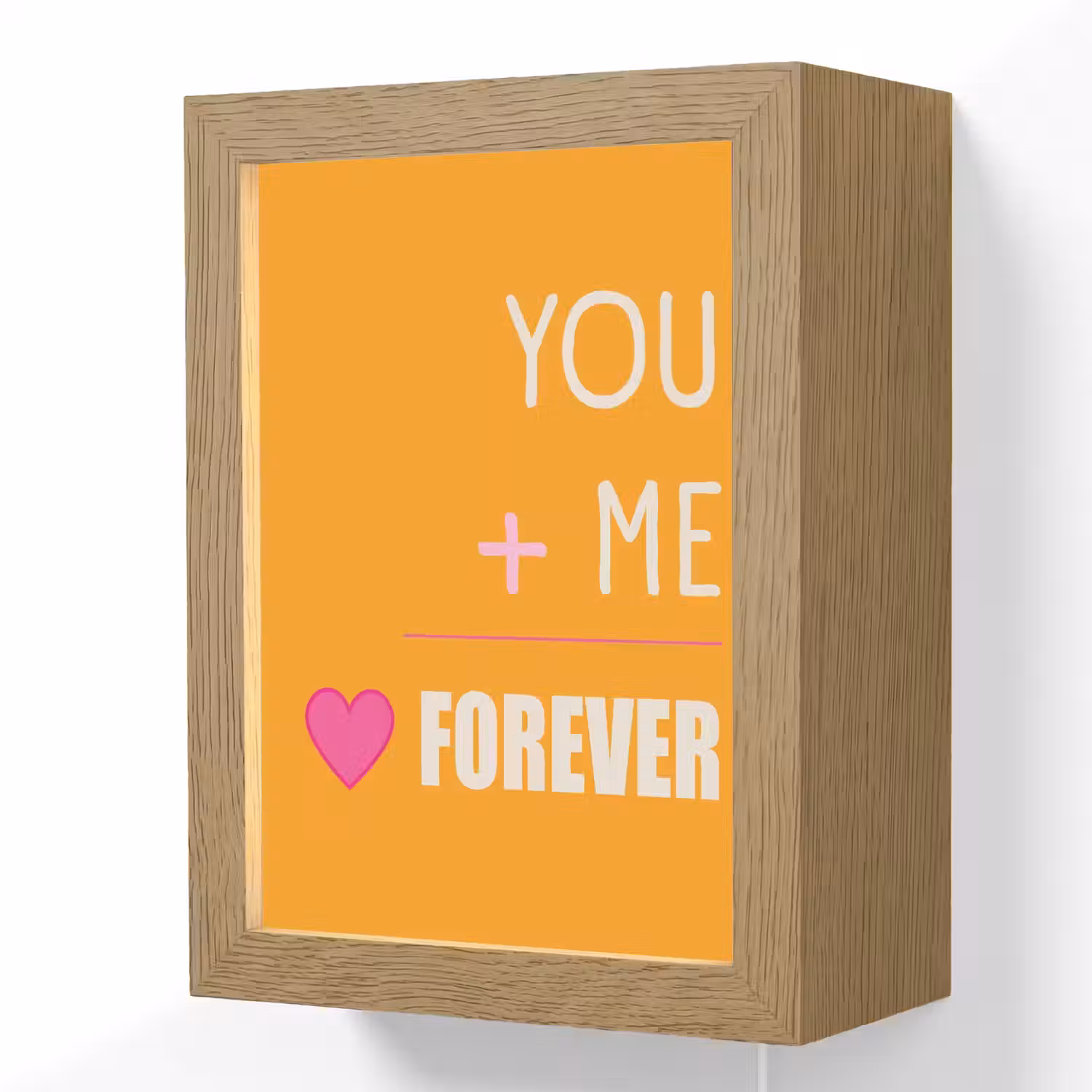 Oranje - Love - Valentijn Light Box met kabel (Wandlamp) klein -3d