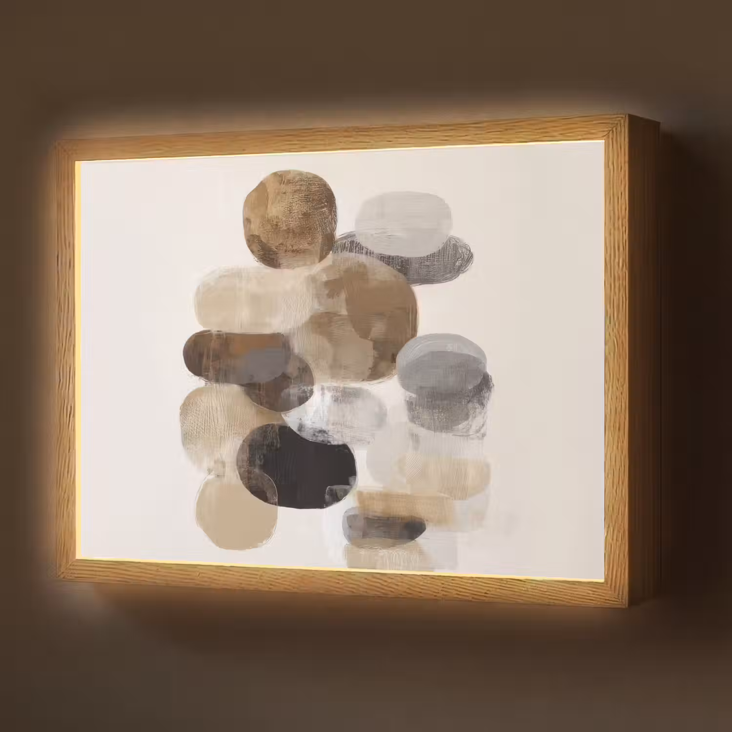 Ovaal - Kleurvlakken - Penseelstreken Light Box met batterij (Wandlamp) middel -z3d_website