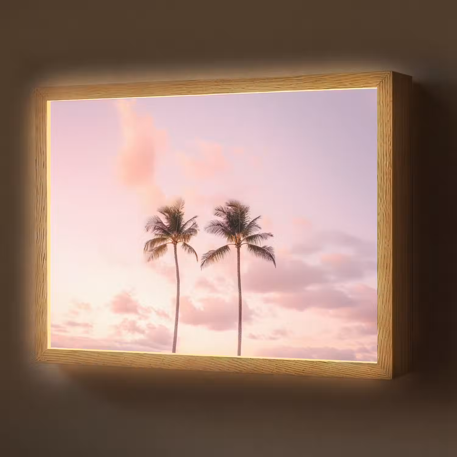 Palmbomen - Paars - Wolken - Lucht Light Box met batterij (Wandlamp) middel -z3d_website